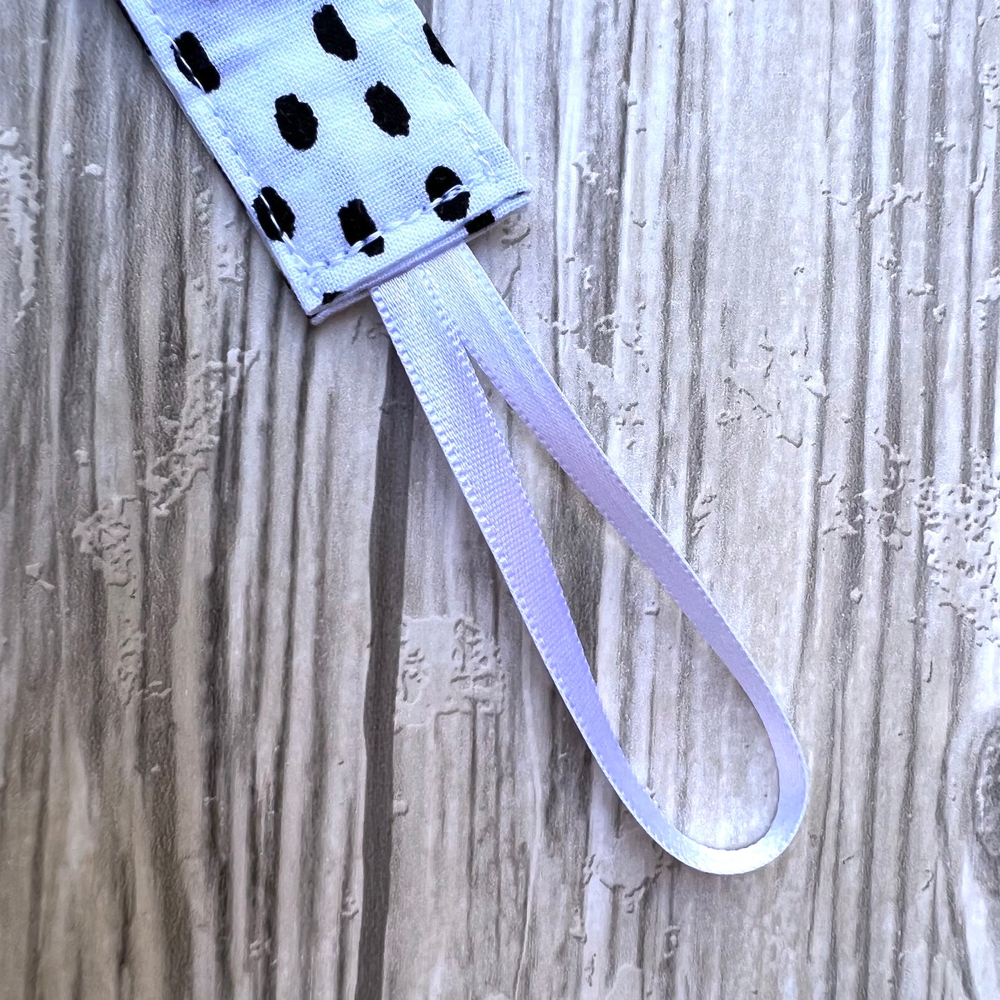 White & Black Dot Pacifier Clip