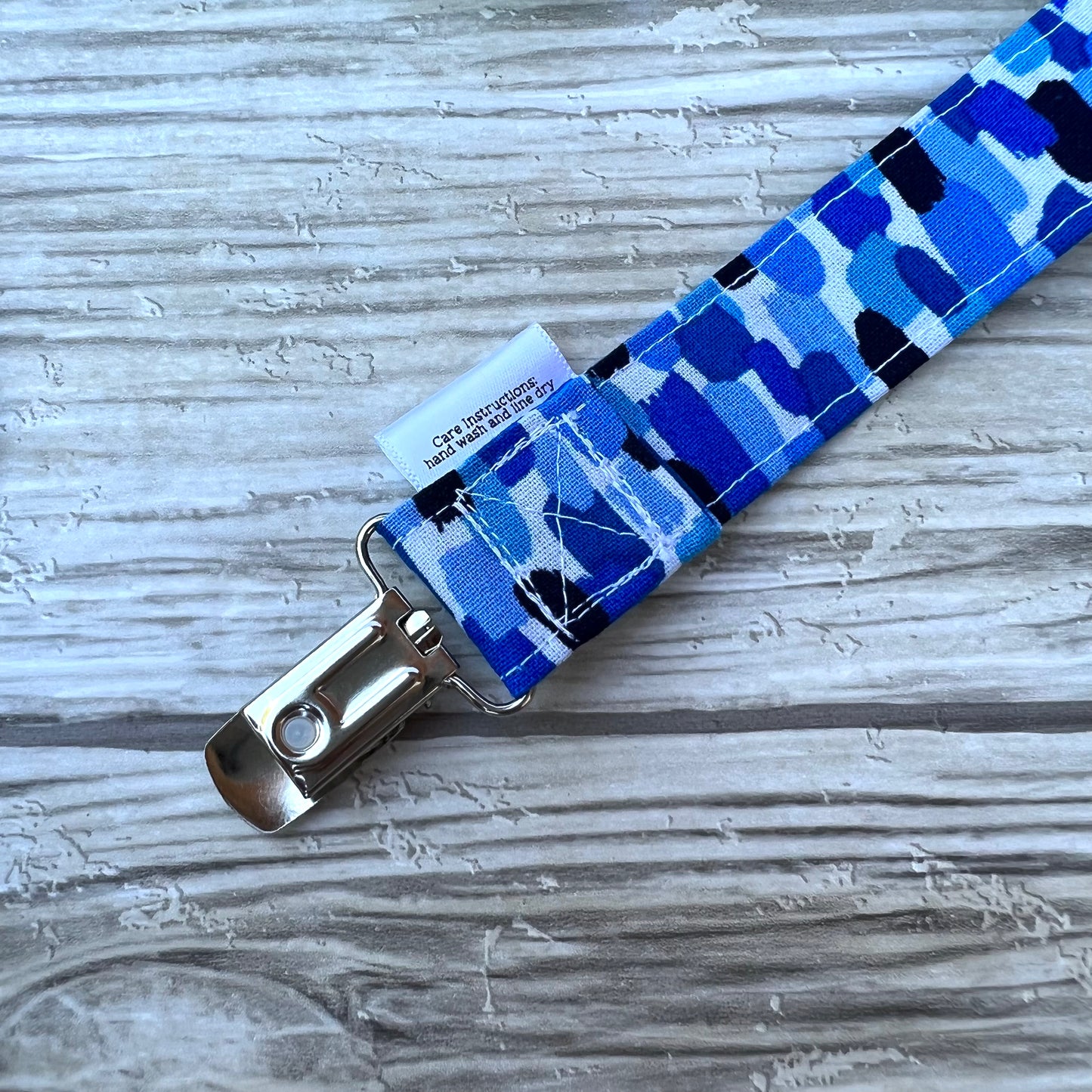 Blue Paint Splotches Pacifier Clip