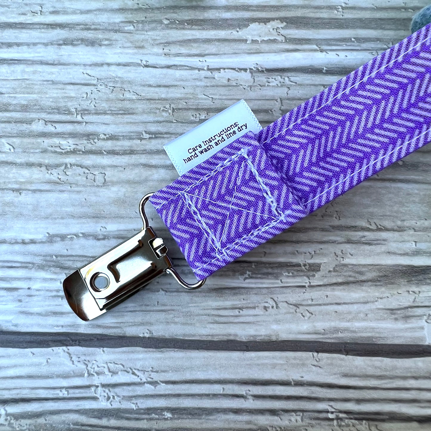 Purple Herringbone Pacifier Clip