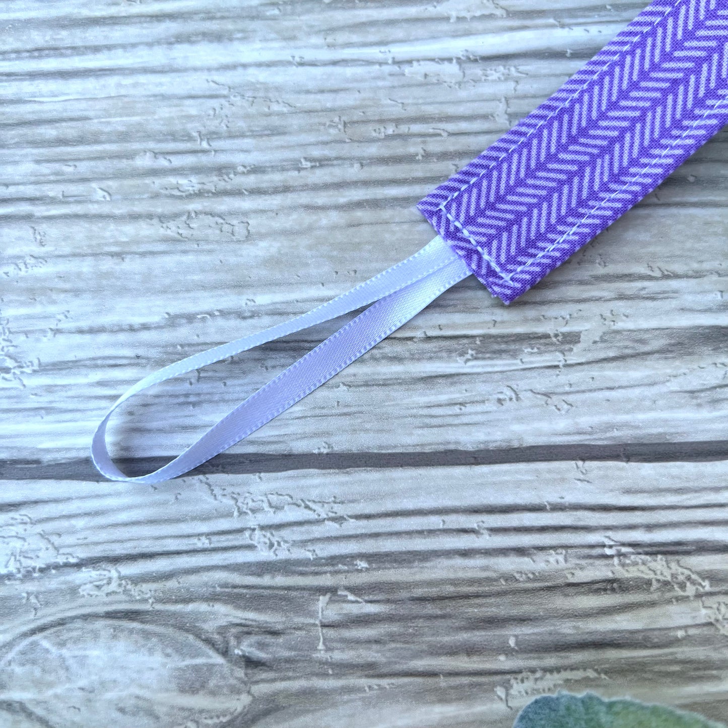 Purple Herringbone Pacifier Clip