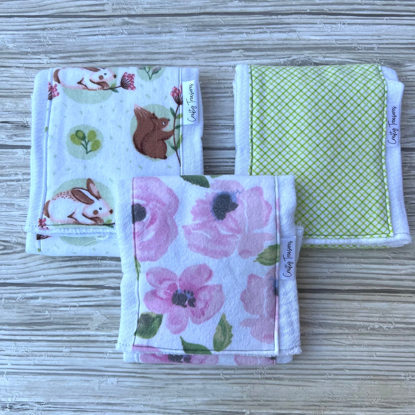 Pink Watercolor Floral Burp Cloth Set