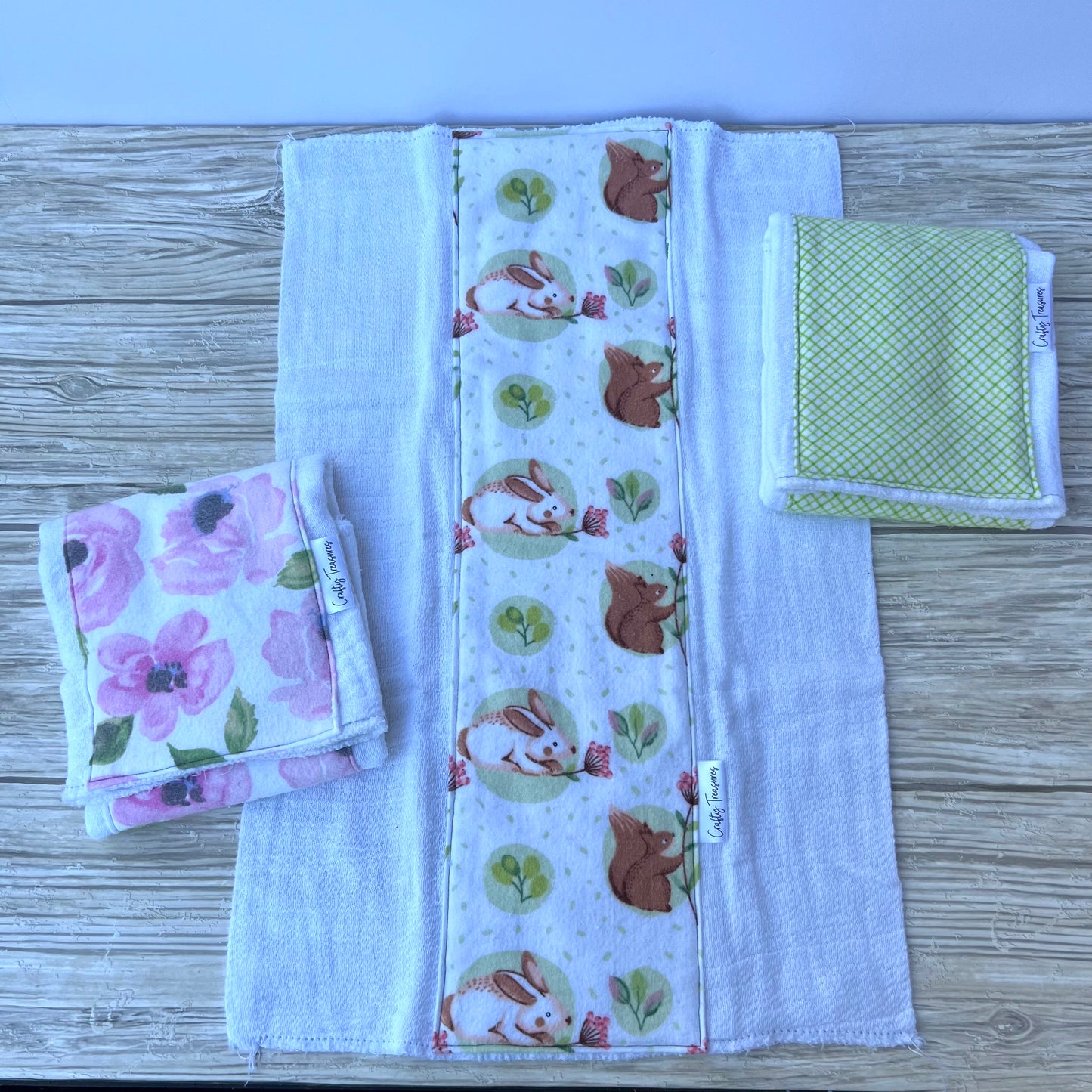 Pink Watercolor Floral Burp Cloth Set