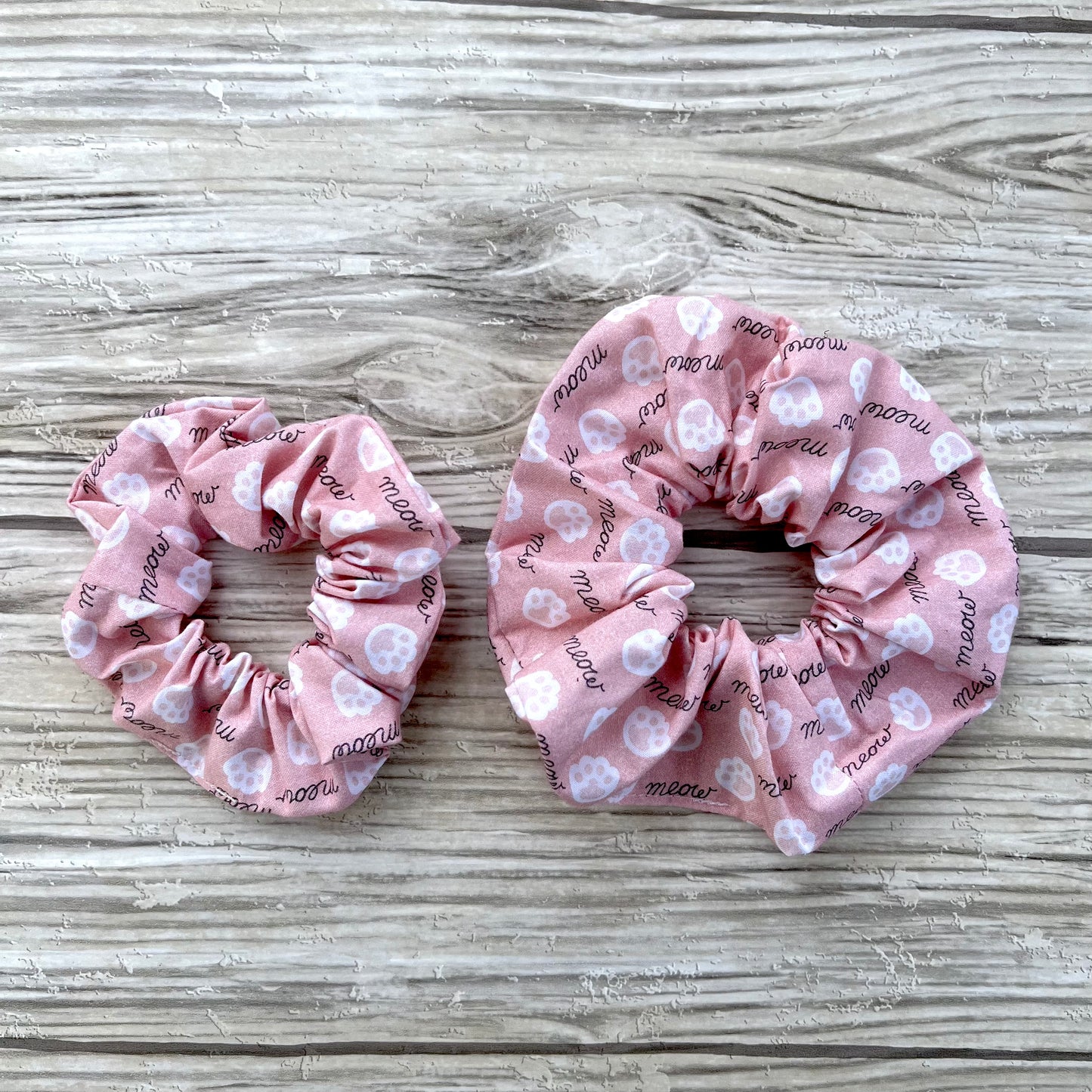 Pink Cat's Meow Cotton Scrunchie