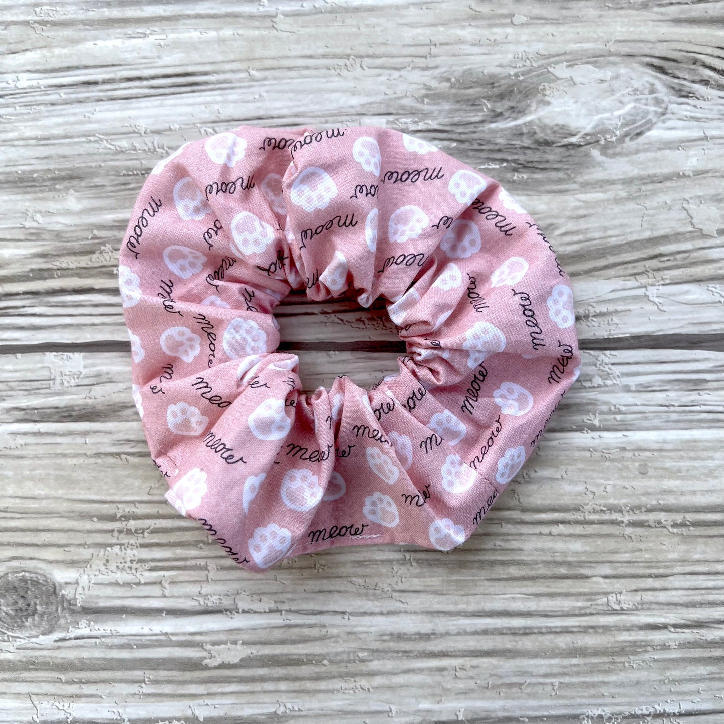 Pink Cat's Meow Cotton Scrunchie