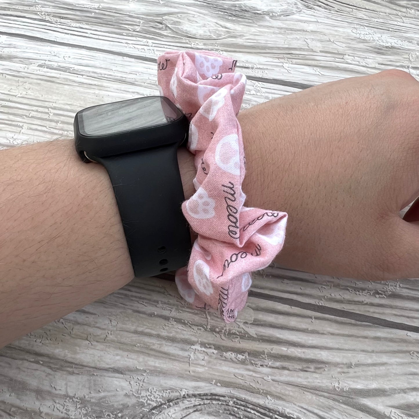 Pink Cat's Meow Cotton Scrunchie