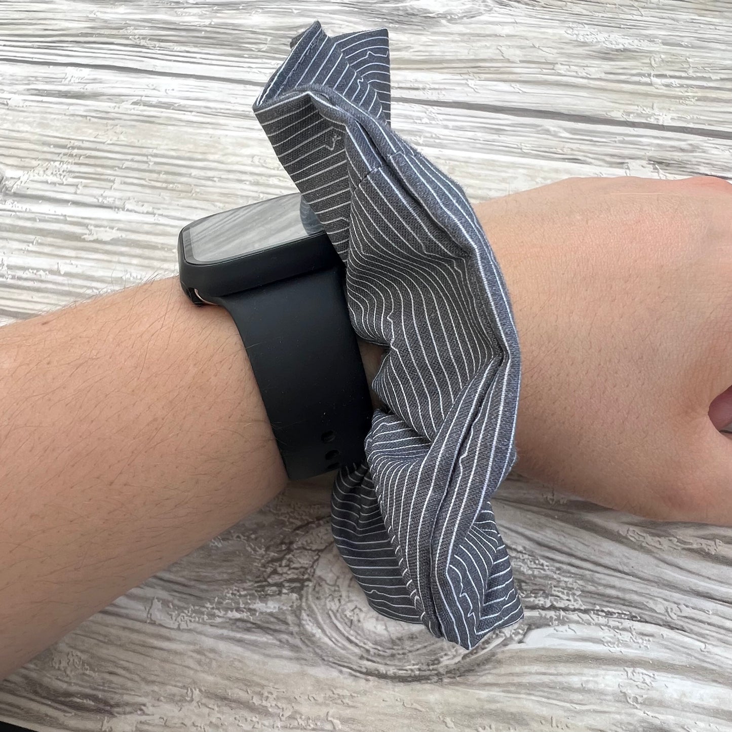 Grey Cat Ears Cotton Scrunchie