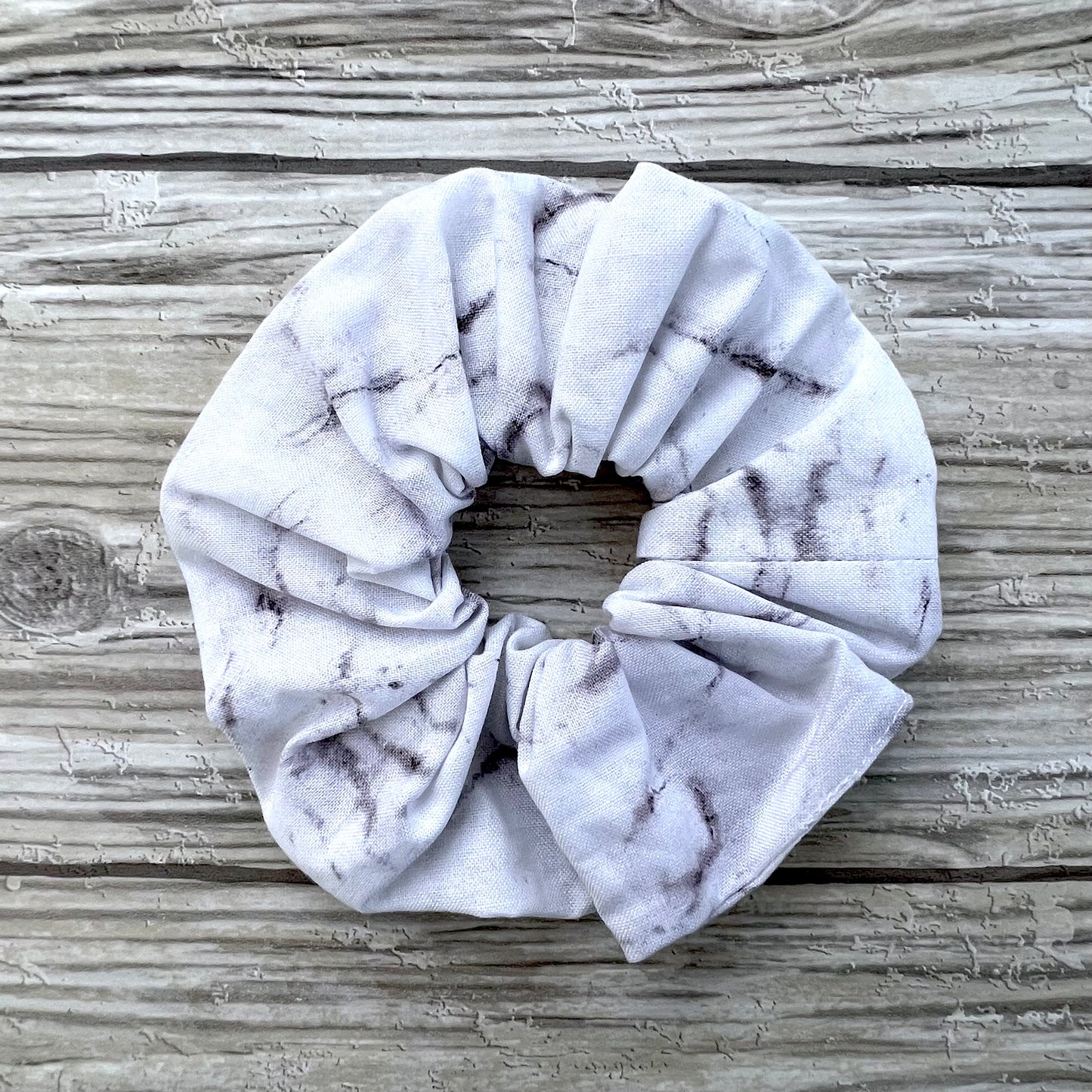 White Marble Cotton Scrunchie