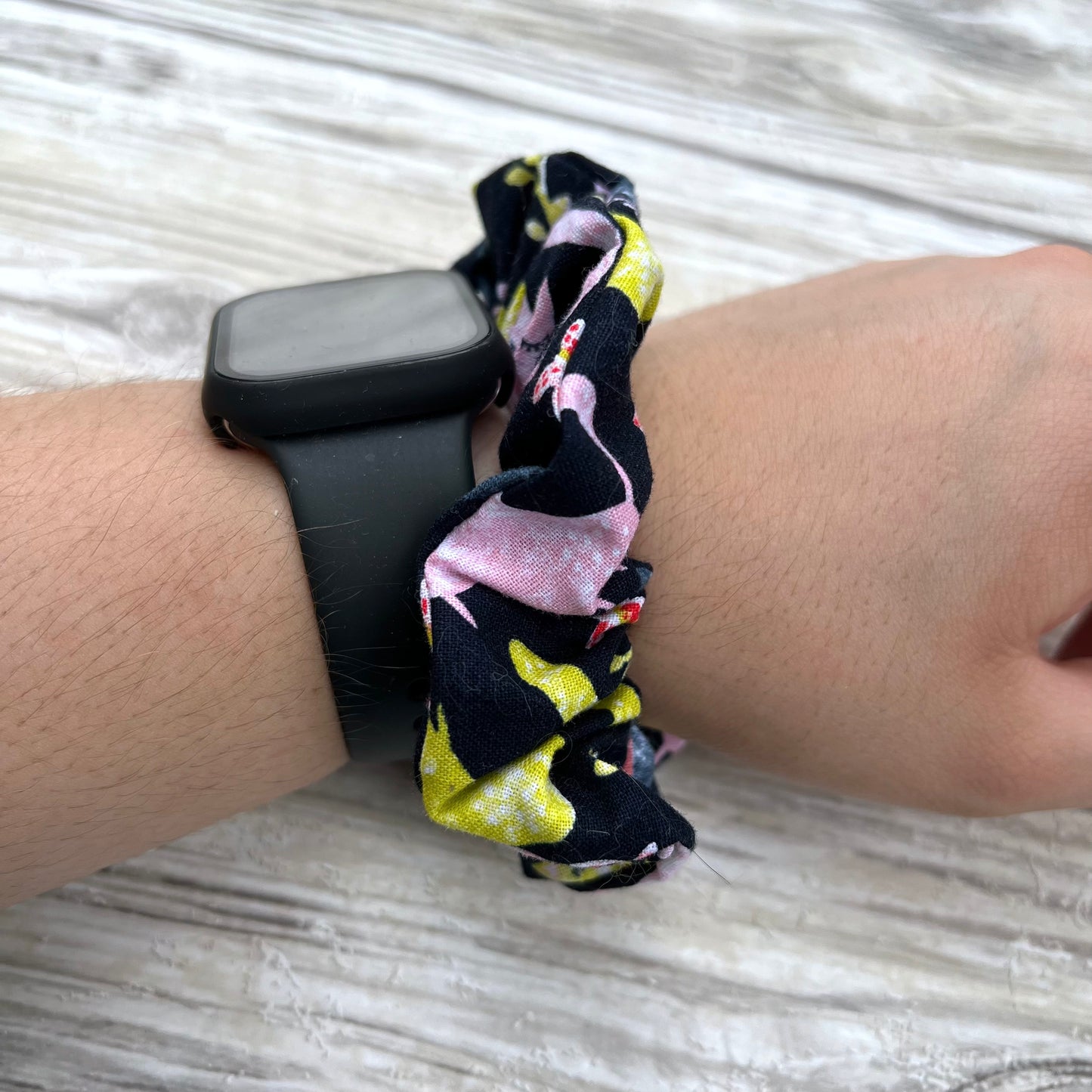 Navy Cats and Butterflies Cotton Scrunchie