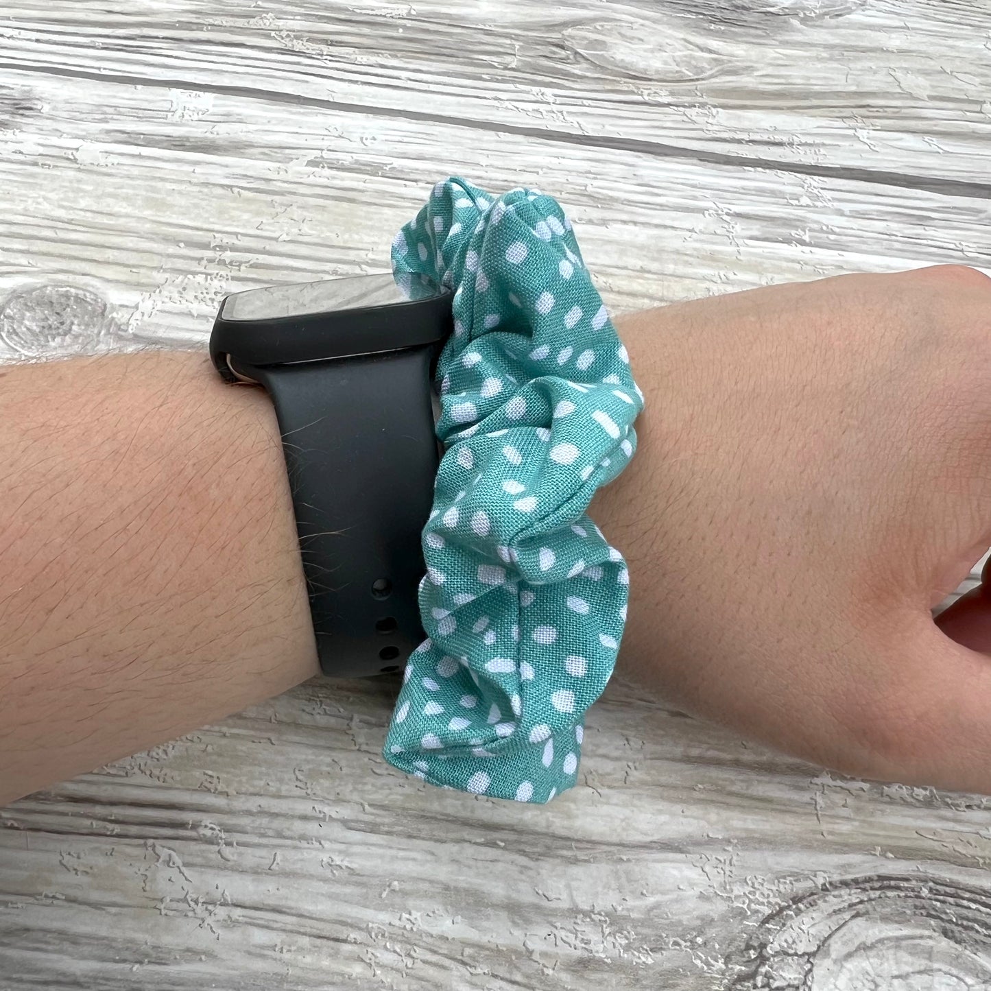 Teal Dots Cotton Scrunchie