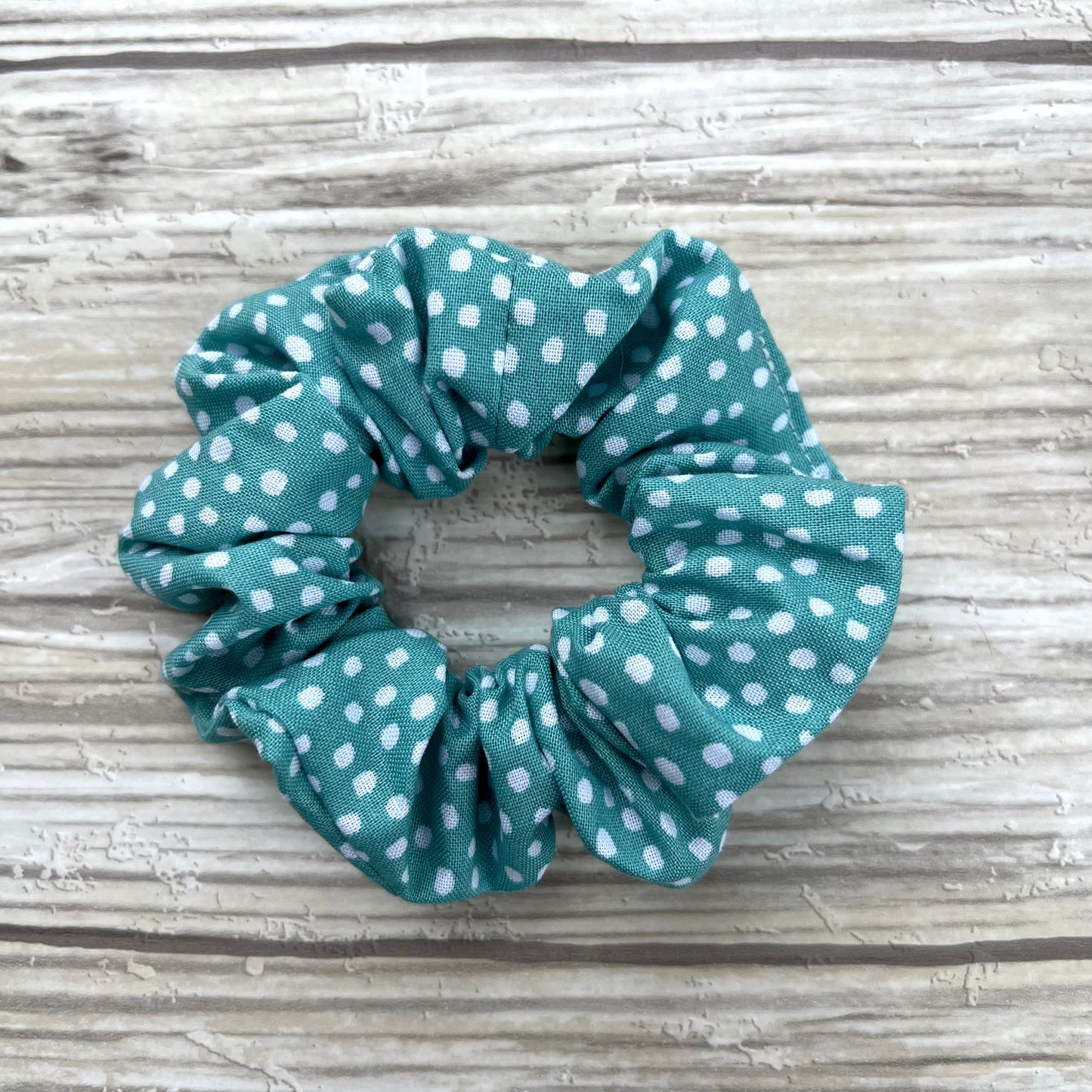 Teal Dots Cotton Scrunchie