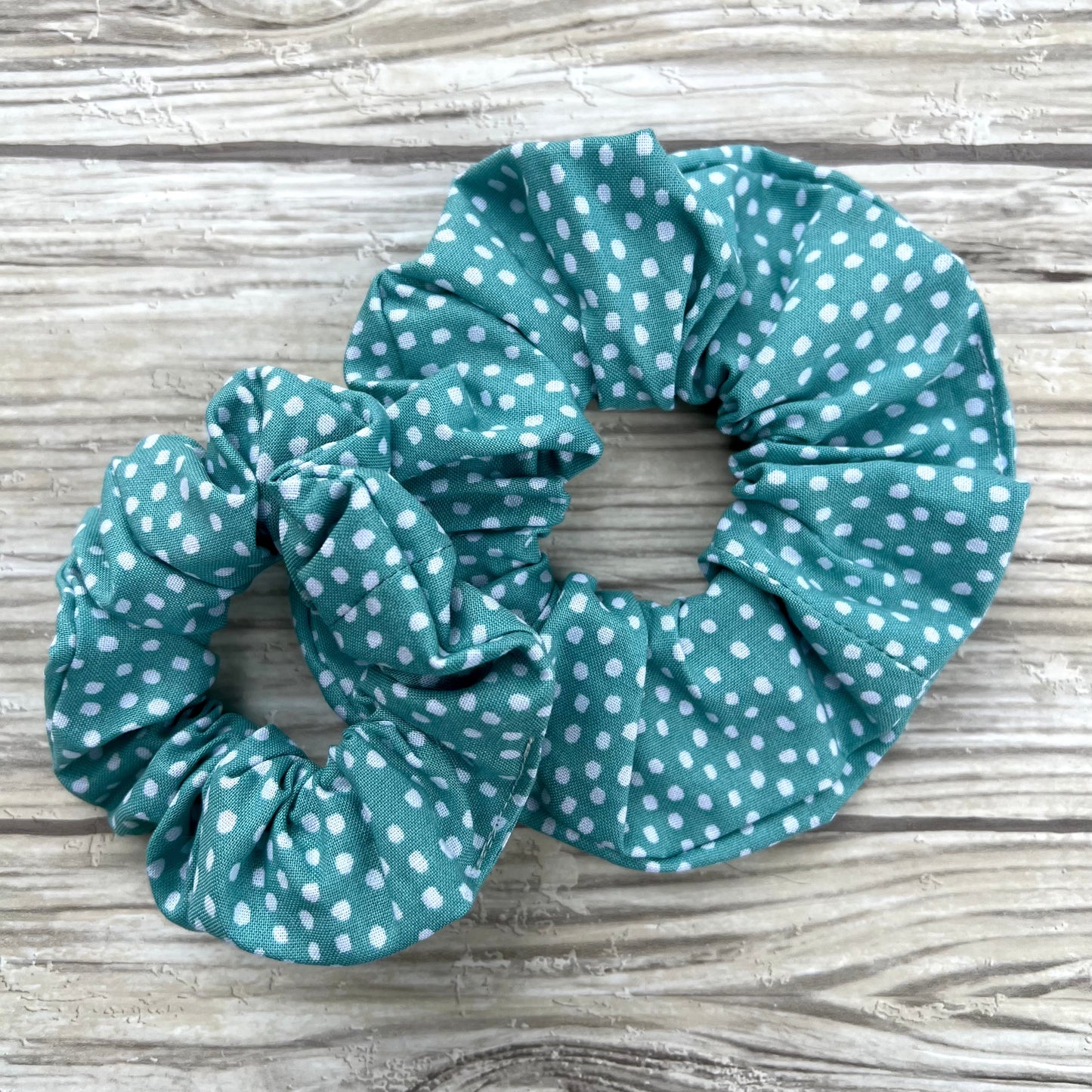 Teal Dots Cotton Scrunchie