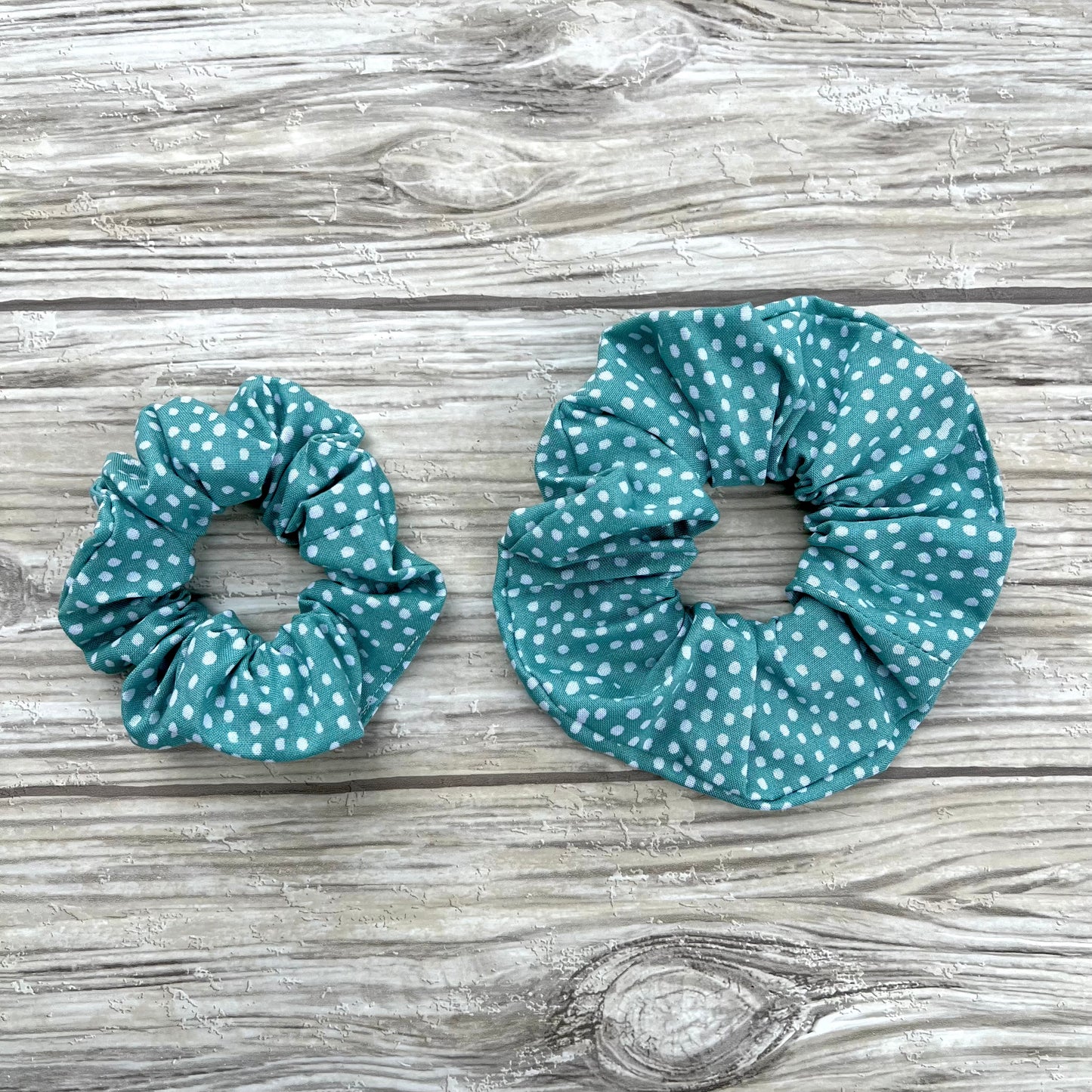 Teal Dots Cotton Scrunchie