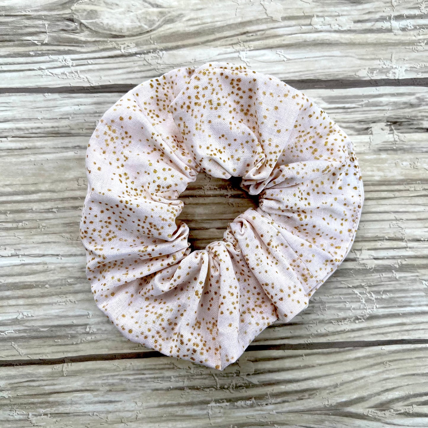 Gold Dots on Cream Cotton Scrunchie