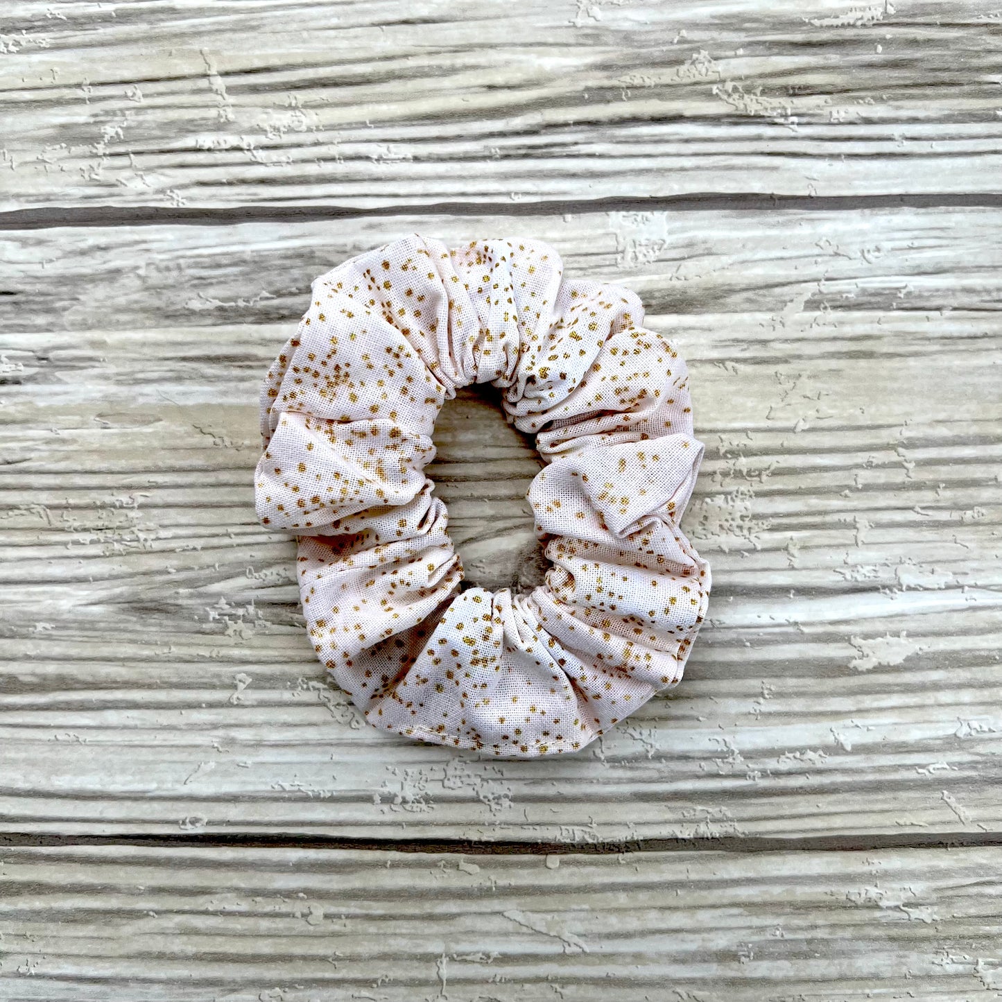 Gold Dots on Cream Cotton Scrunchie