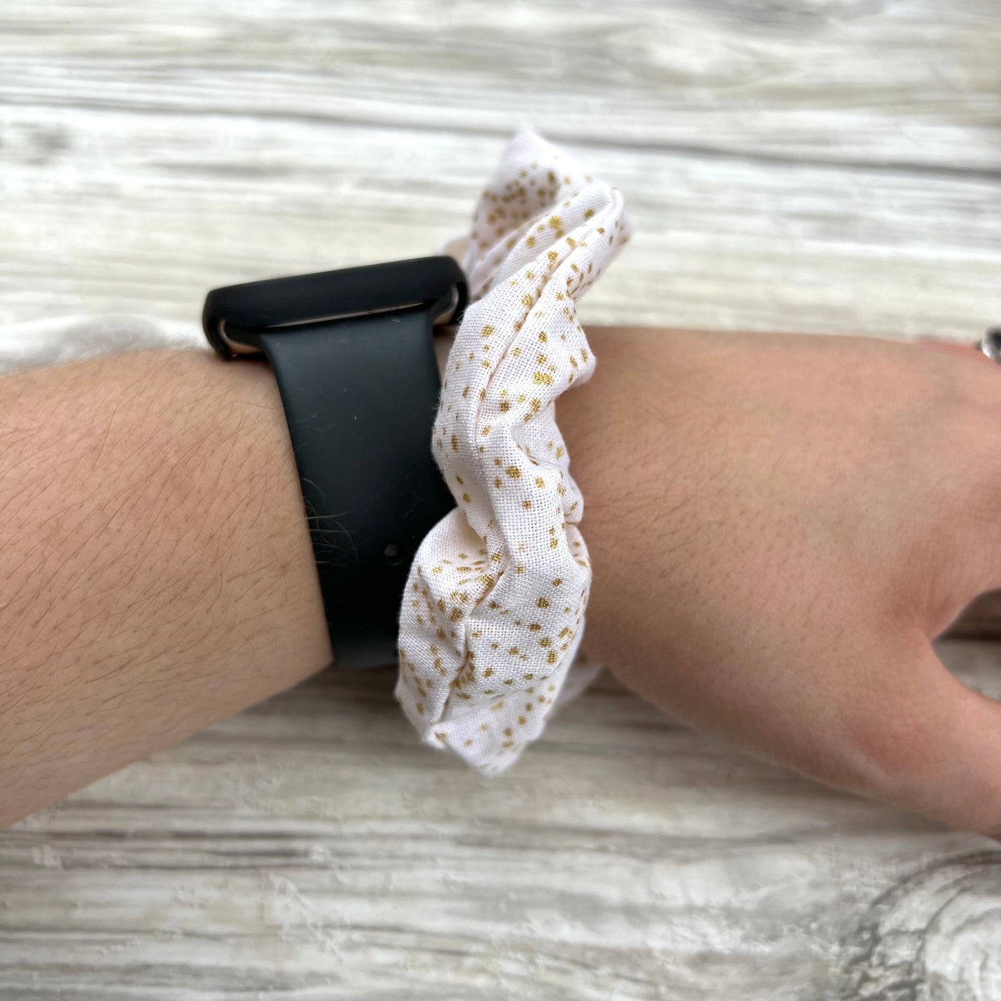 Gold Dots on Cream Cotton Scrunchie
