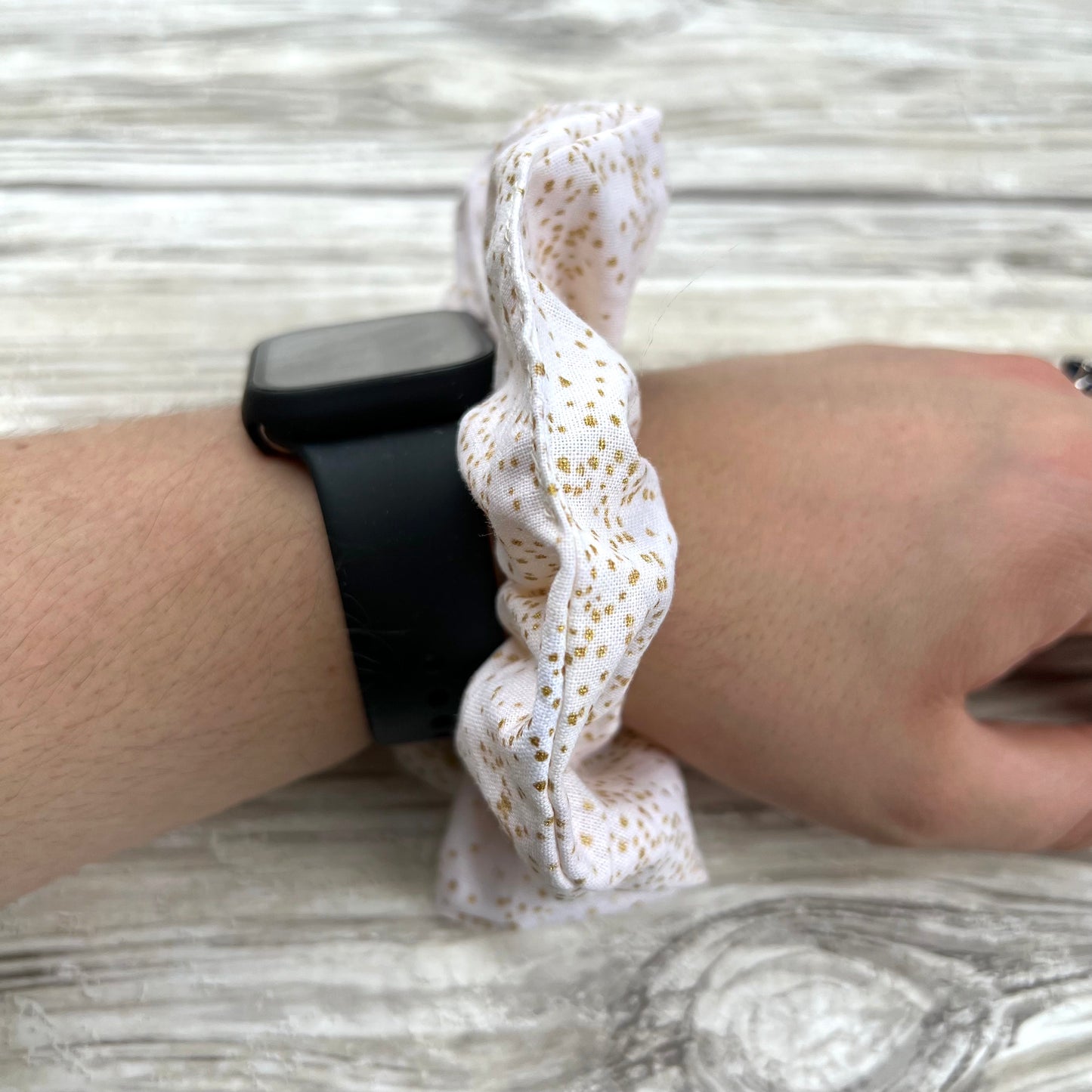 Gold Dots on Cream Cotton Scrunchie