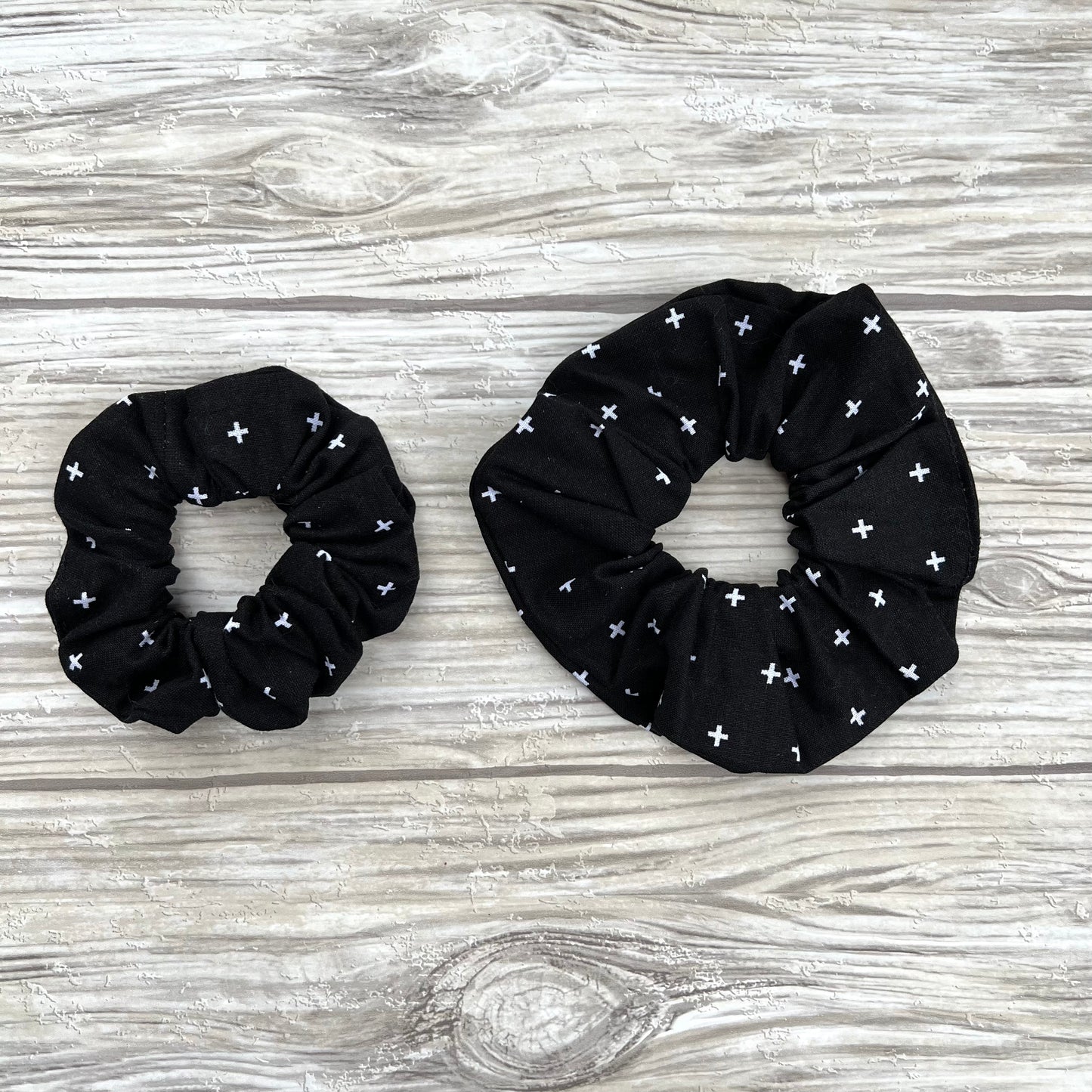 Black Plus Sign Cotton Scrunchie
