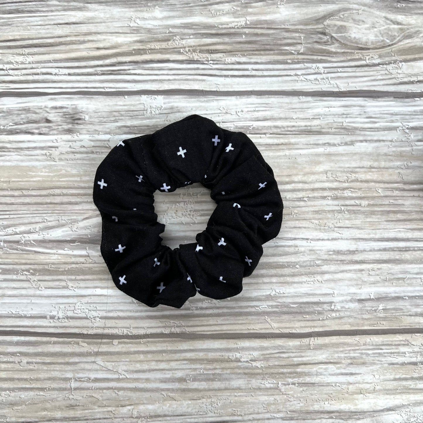 Black Plus Sign Cotton Scrunchie