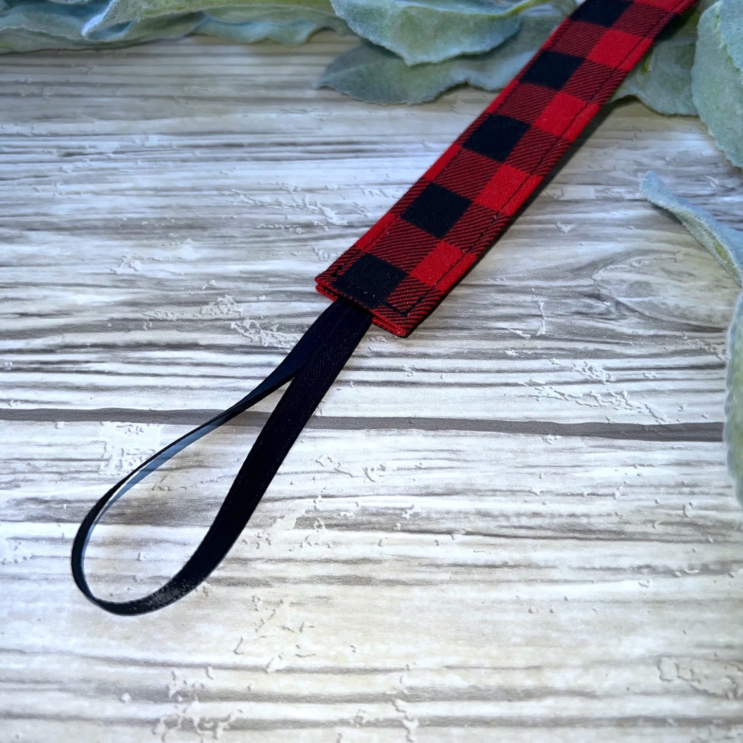 Black & Red Buffalo Check Pacifier Clip