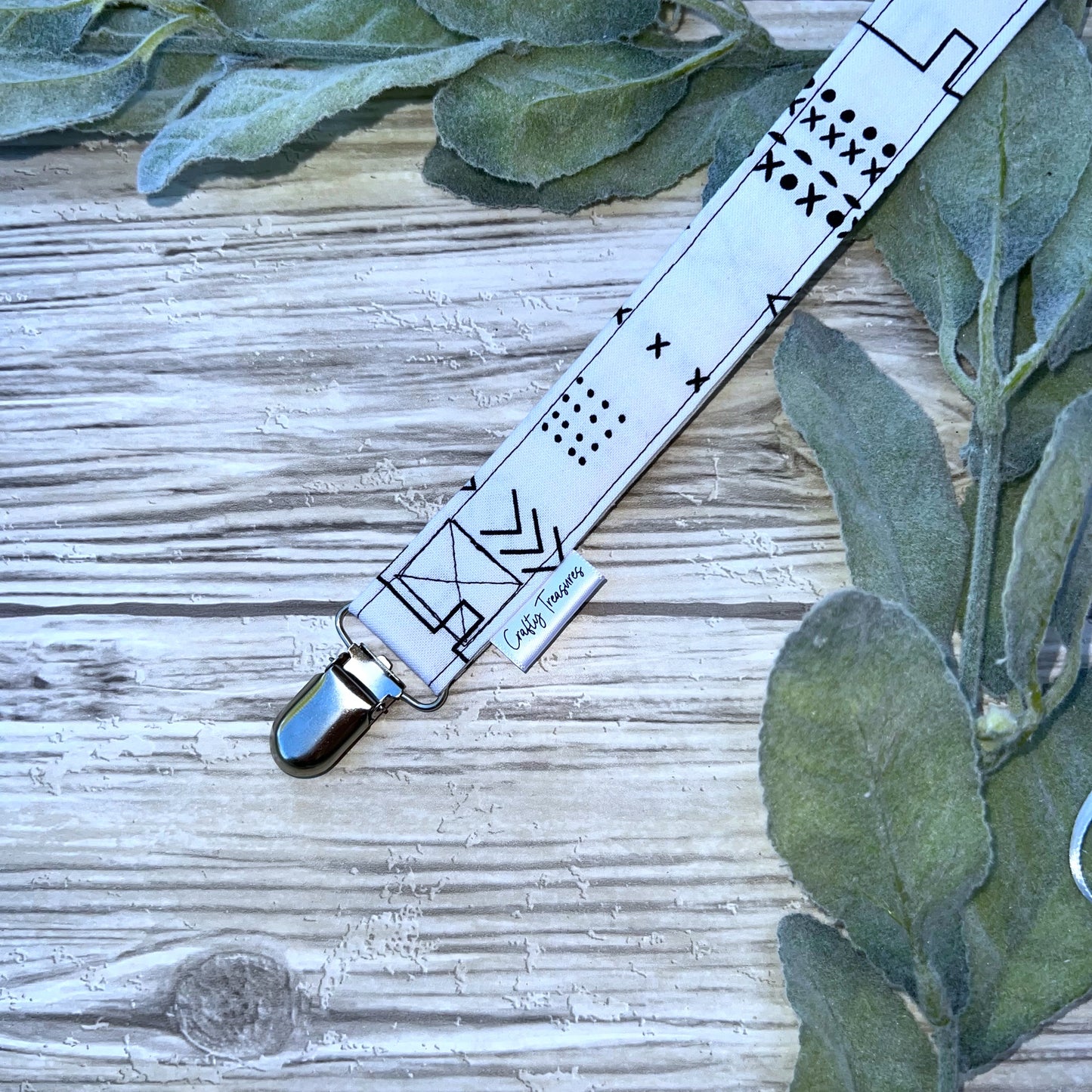 Black & White Geometric Pacifier Clip