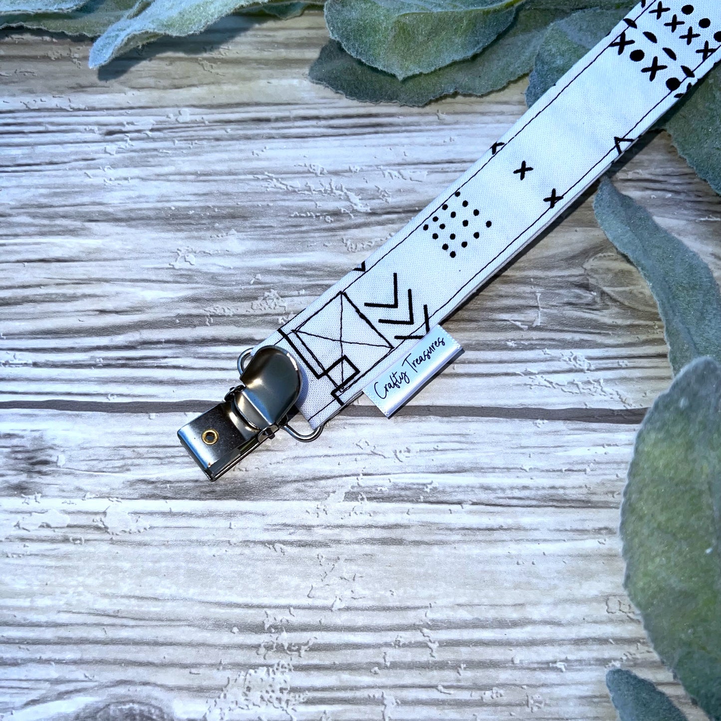Black & White Geometric Pacifier Clip