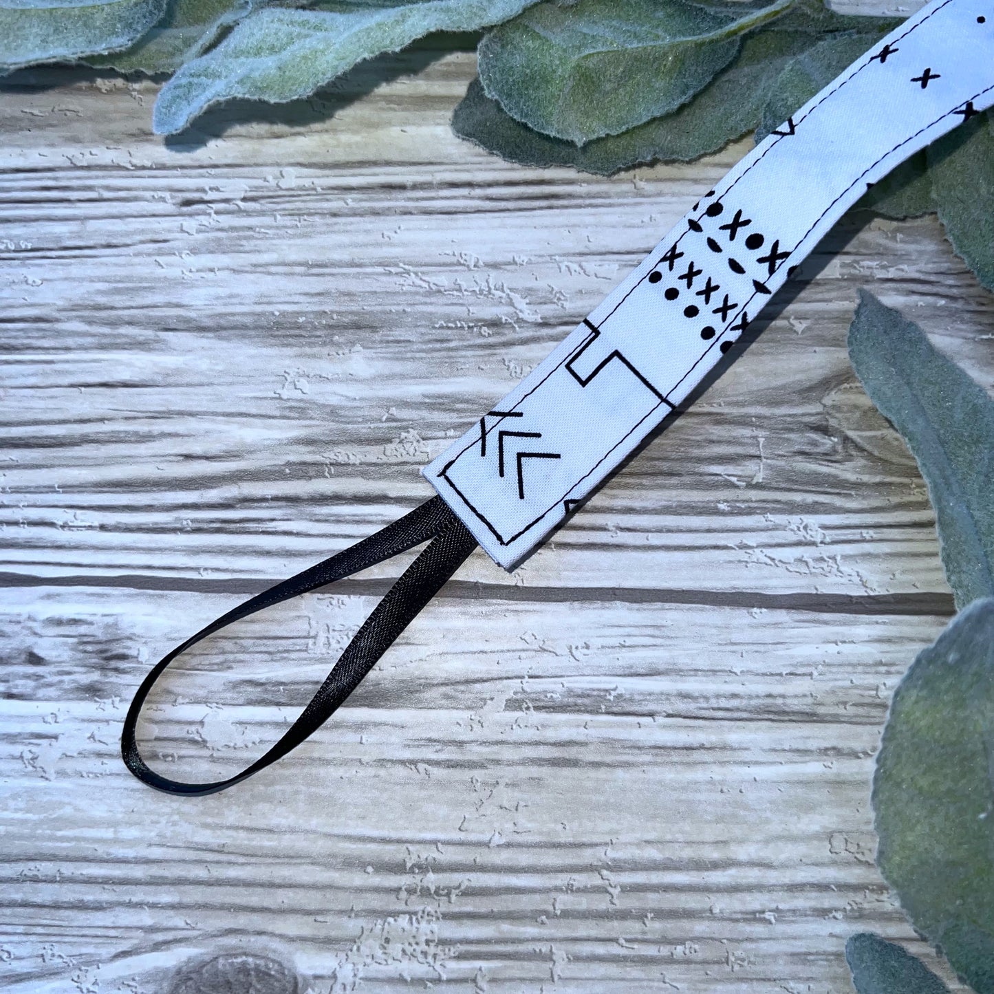 Black & White Geometric Pacifier Clip