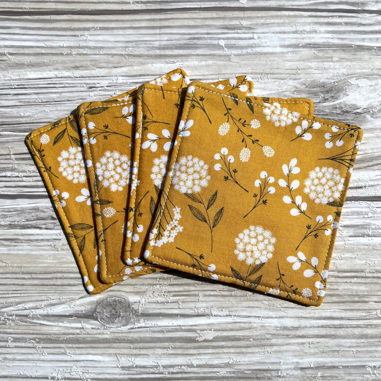 Mustard Floral Fabric Coaster Set
