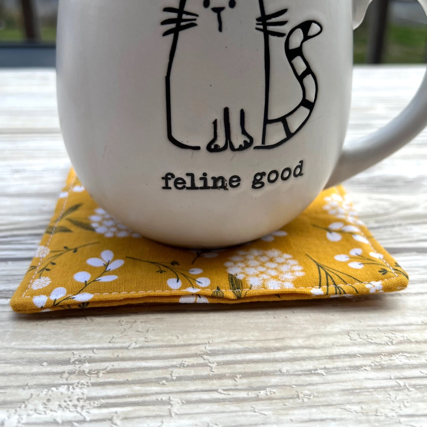 Mustard Floral Fabric Coaster Set