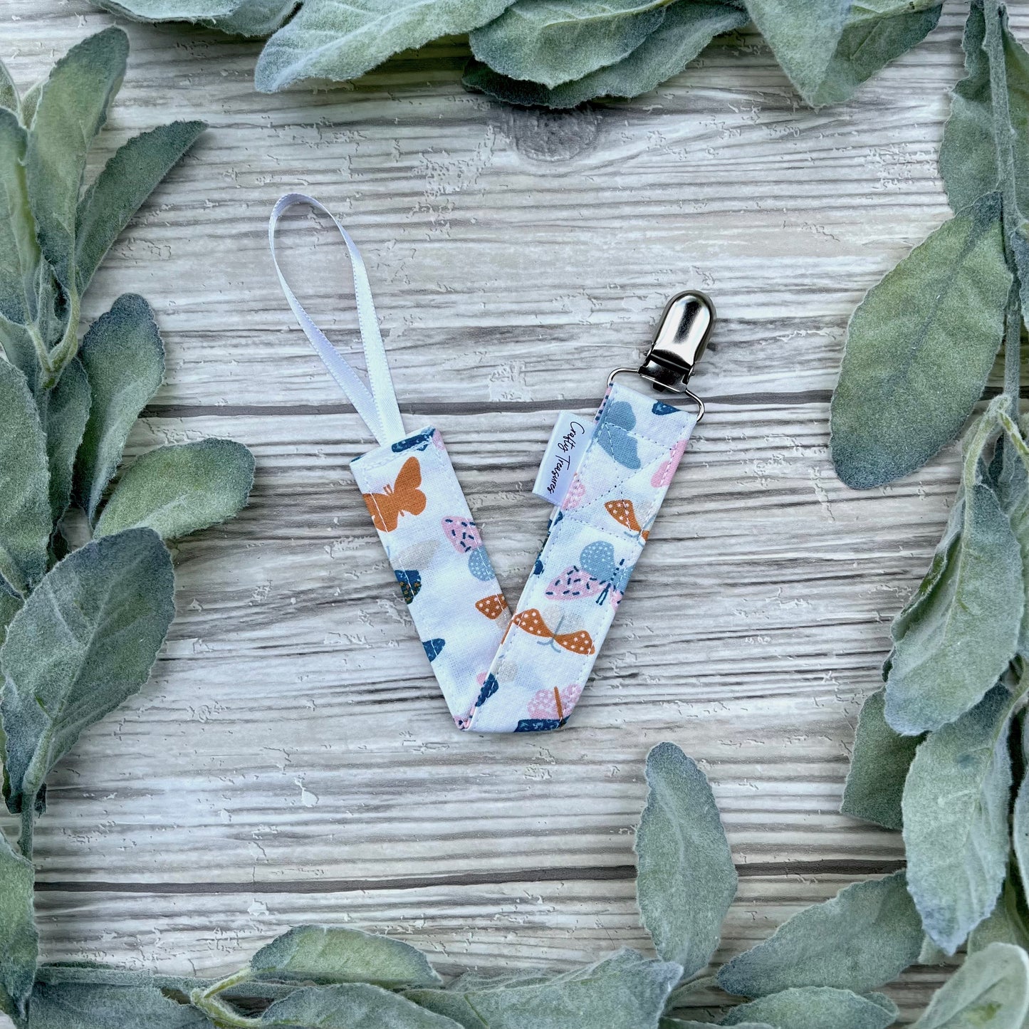 Floral Butterfly Pacifier Clip