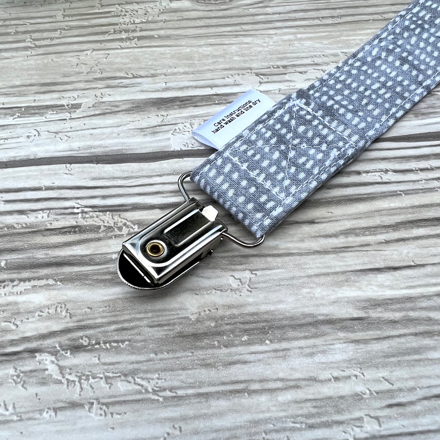 Small Grey Dots Pacifier Clip