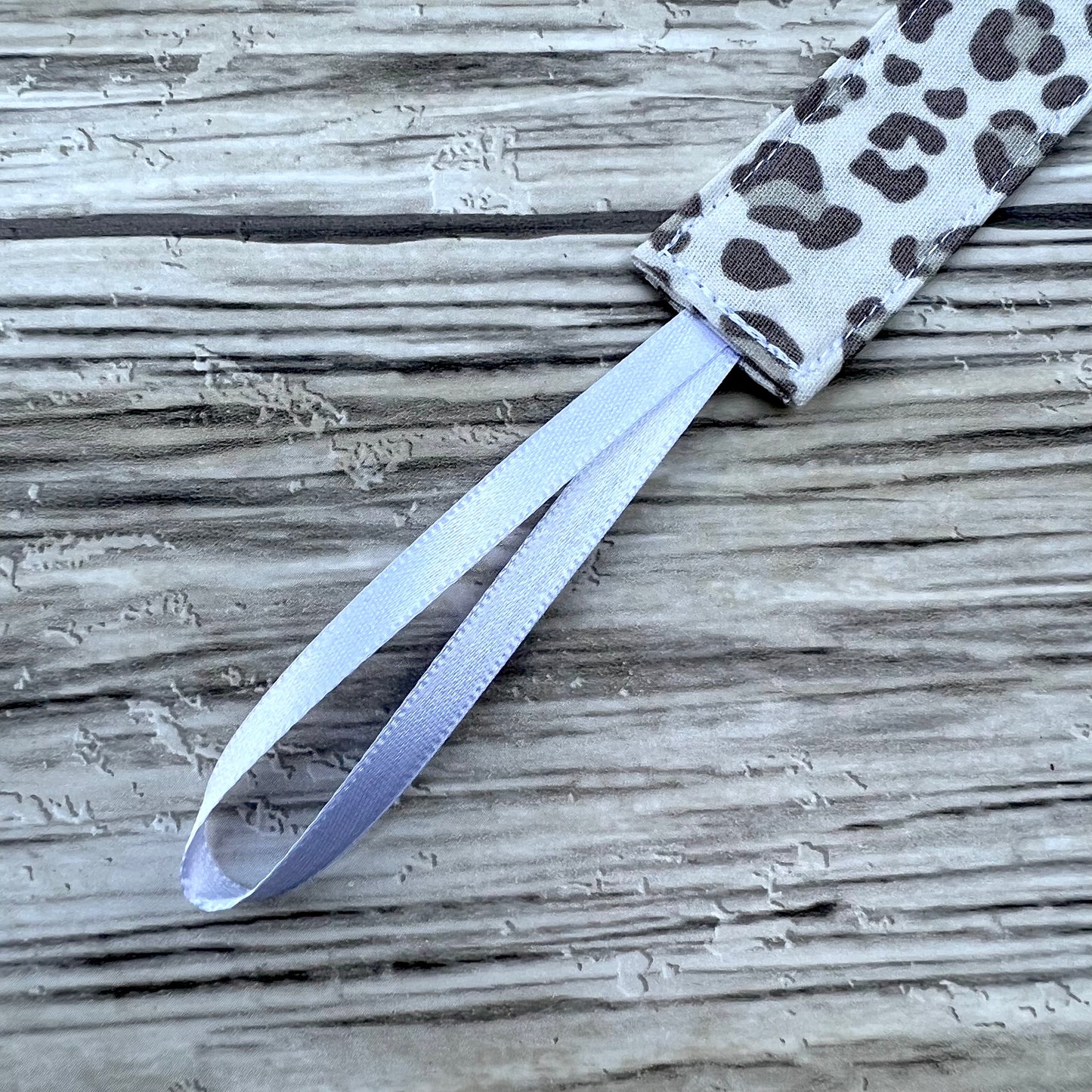 Neutral Leopard Print Pacifier Clip