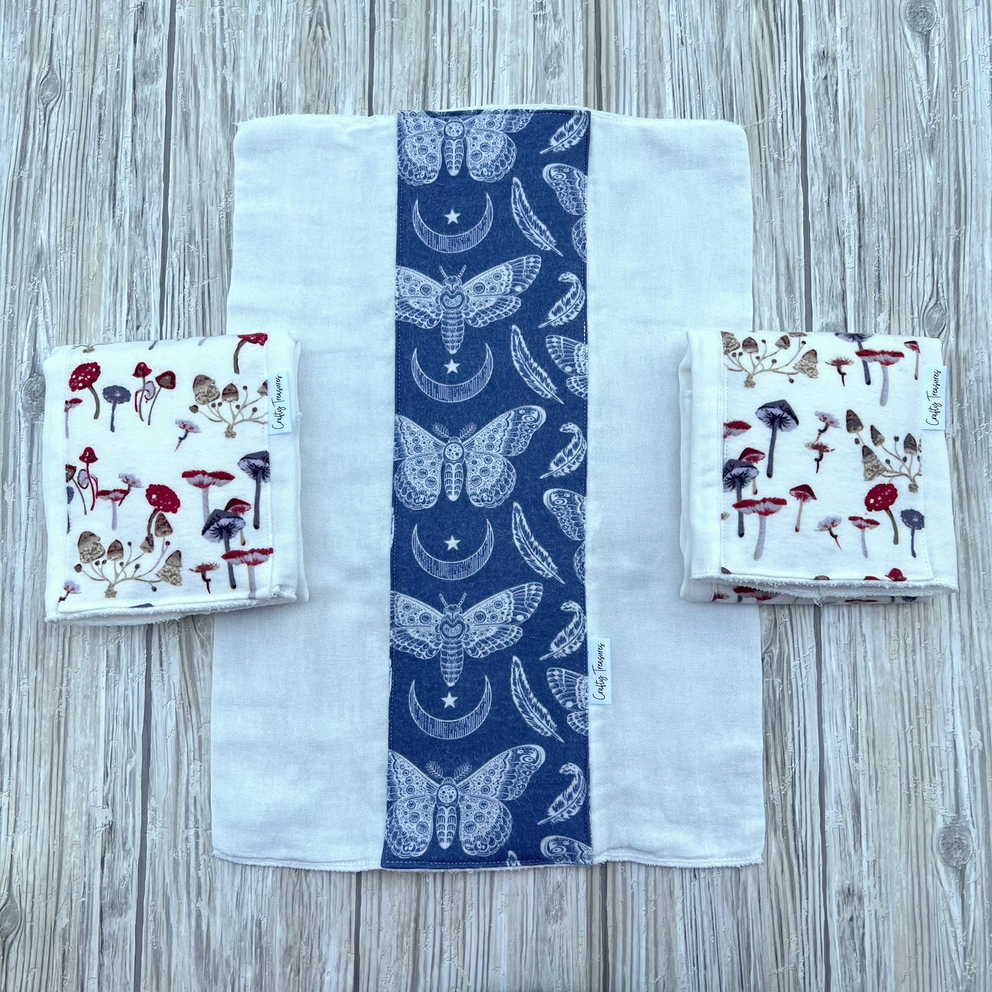 Red & Purple Mushrooms Burp Cloth Set
