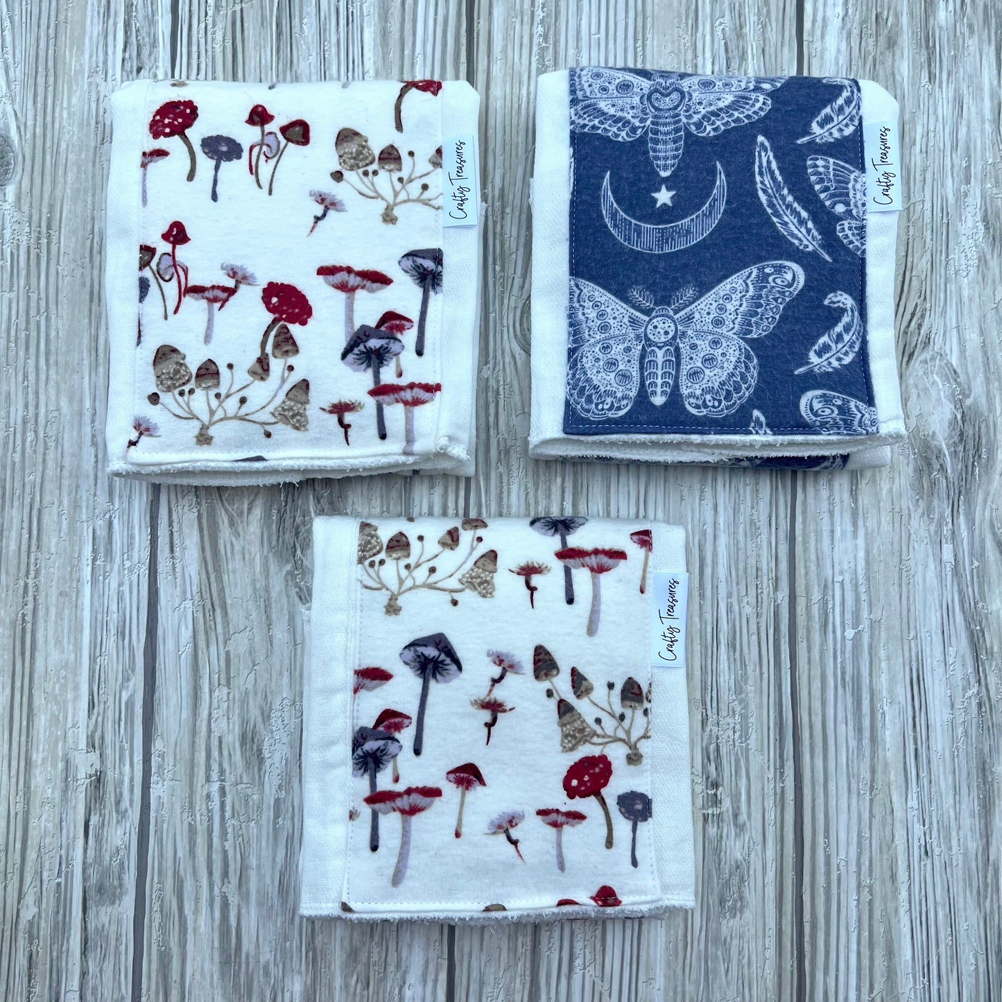 Red & Purple Mushrooms Burp Cloth Set