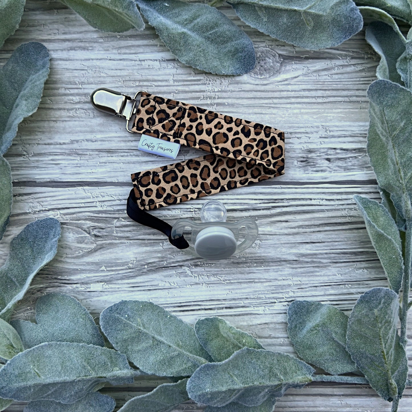 Leopard Print Pacifier Clip