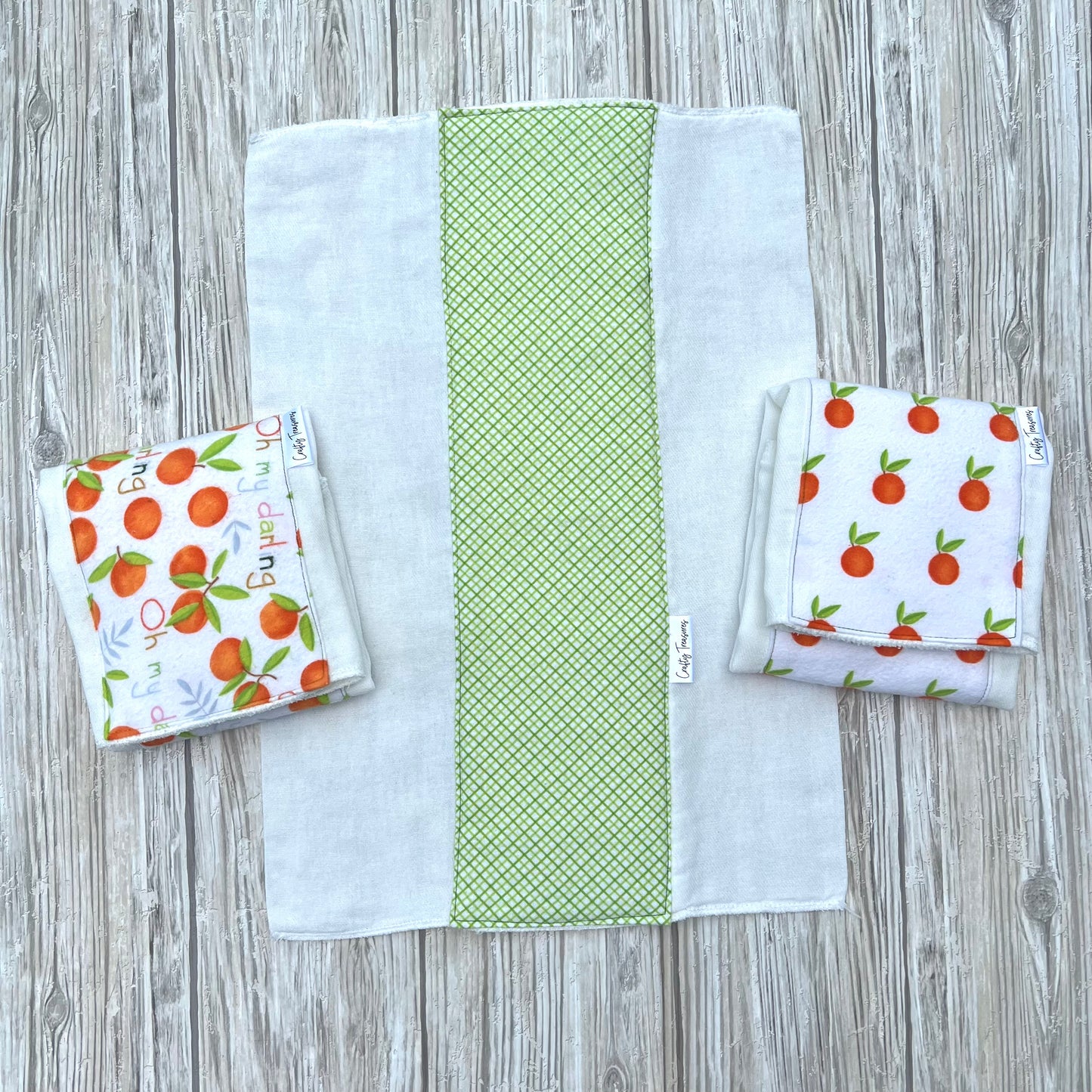 Darling Clementines Burp Cloth Set