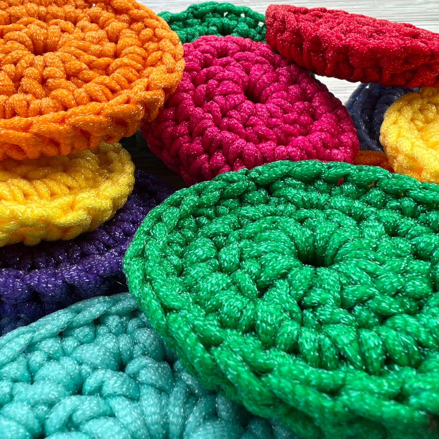 Pink Nylon Crocheted Dish Scrubby
