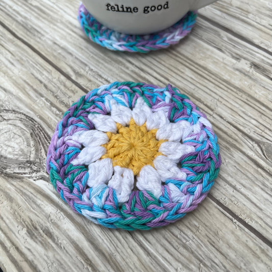 Beach Ball Blue Daisy Coaster
