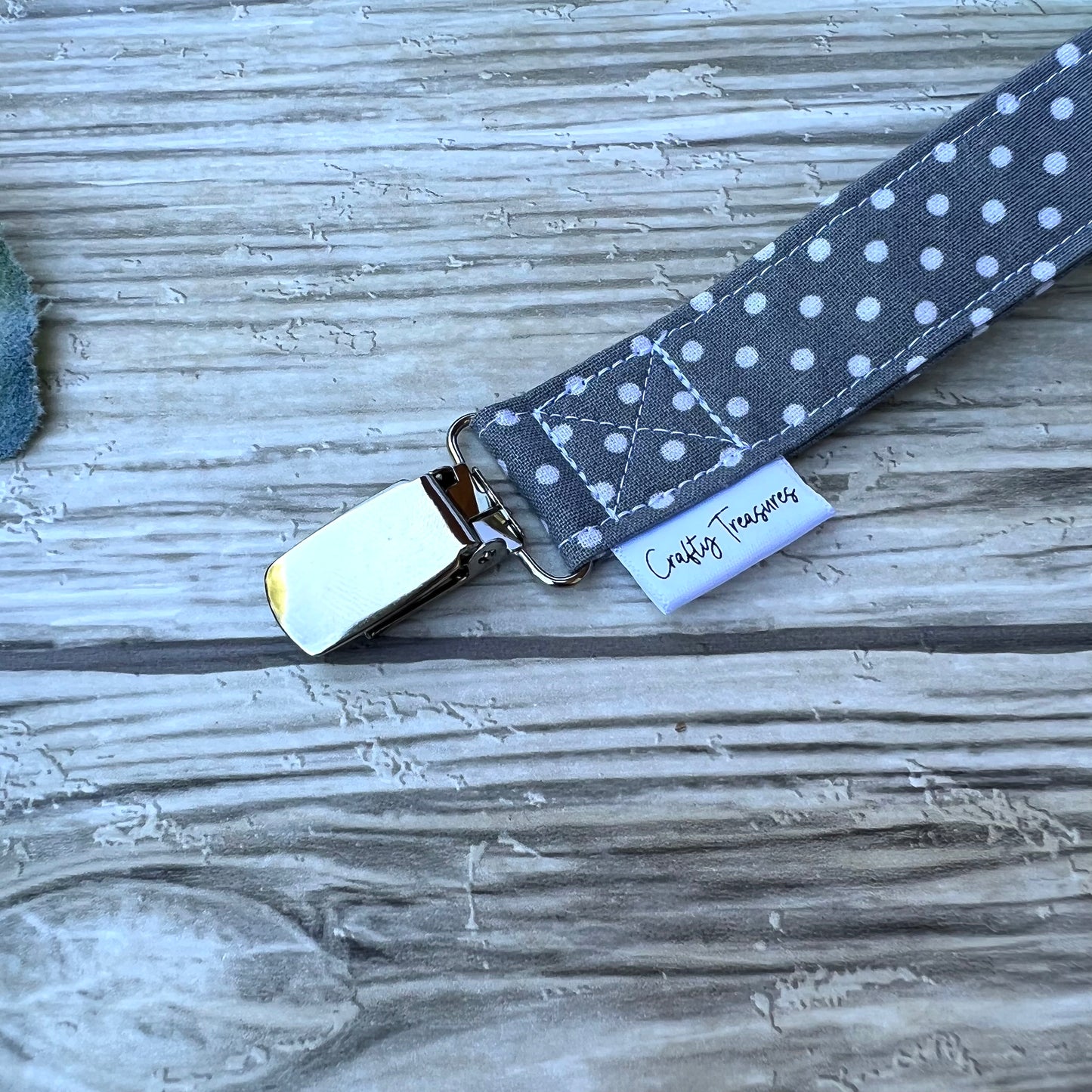 Grey Dots Pacifier Clip