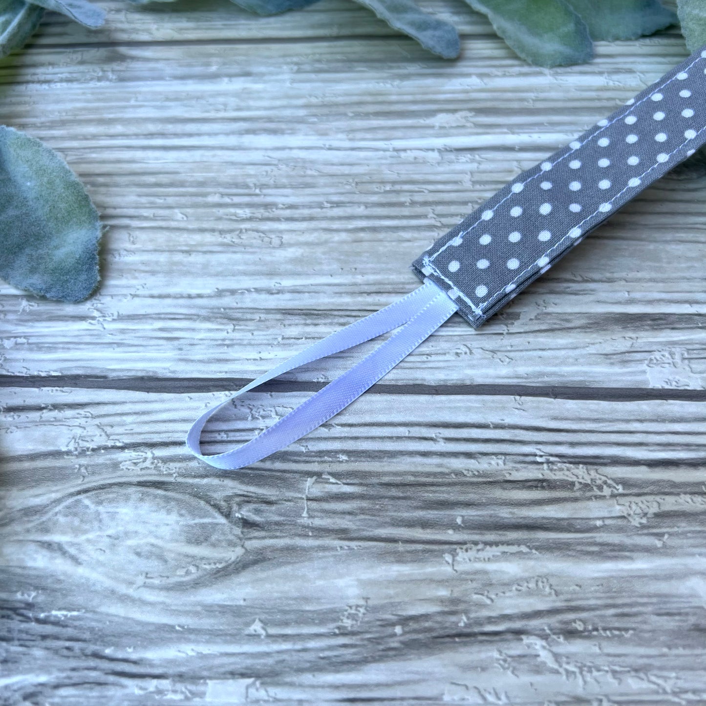 Grey Dots Pacifier Clip