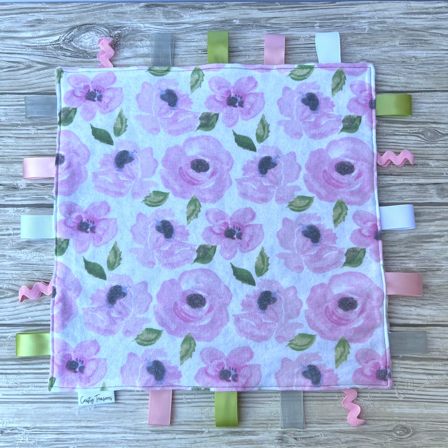Pink Watercolor Floral Tag Blanket