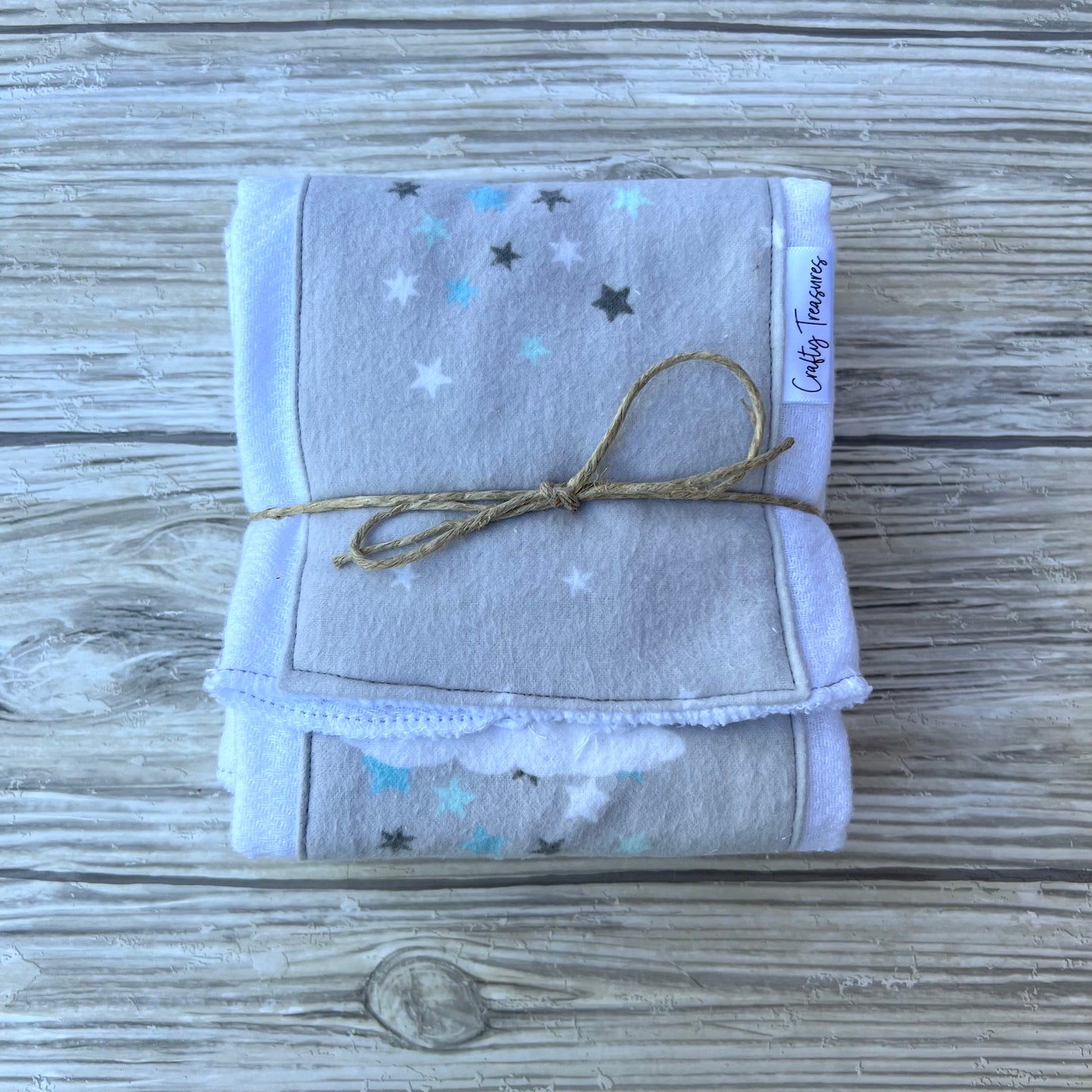 Grey Moon + Stars Burp Cloth Set