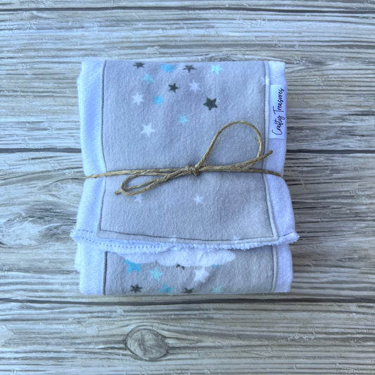 Grey Moon + Stars Burp Cloth Set