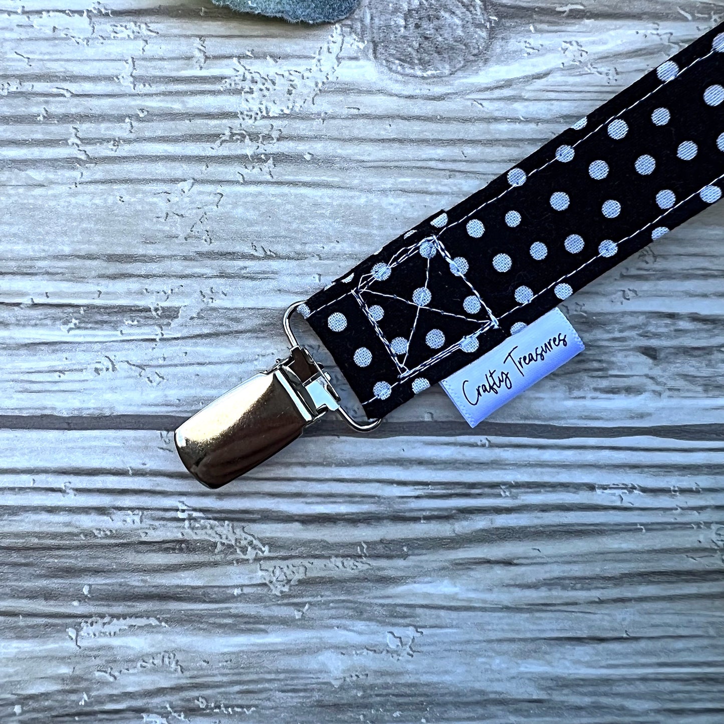 Black Dots Pacifier Clip