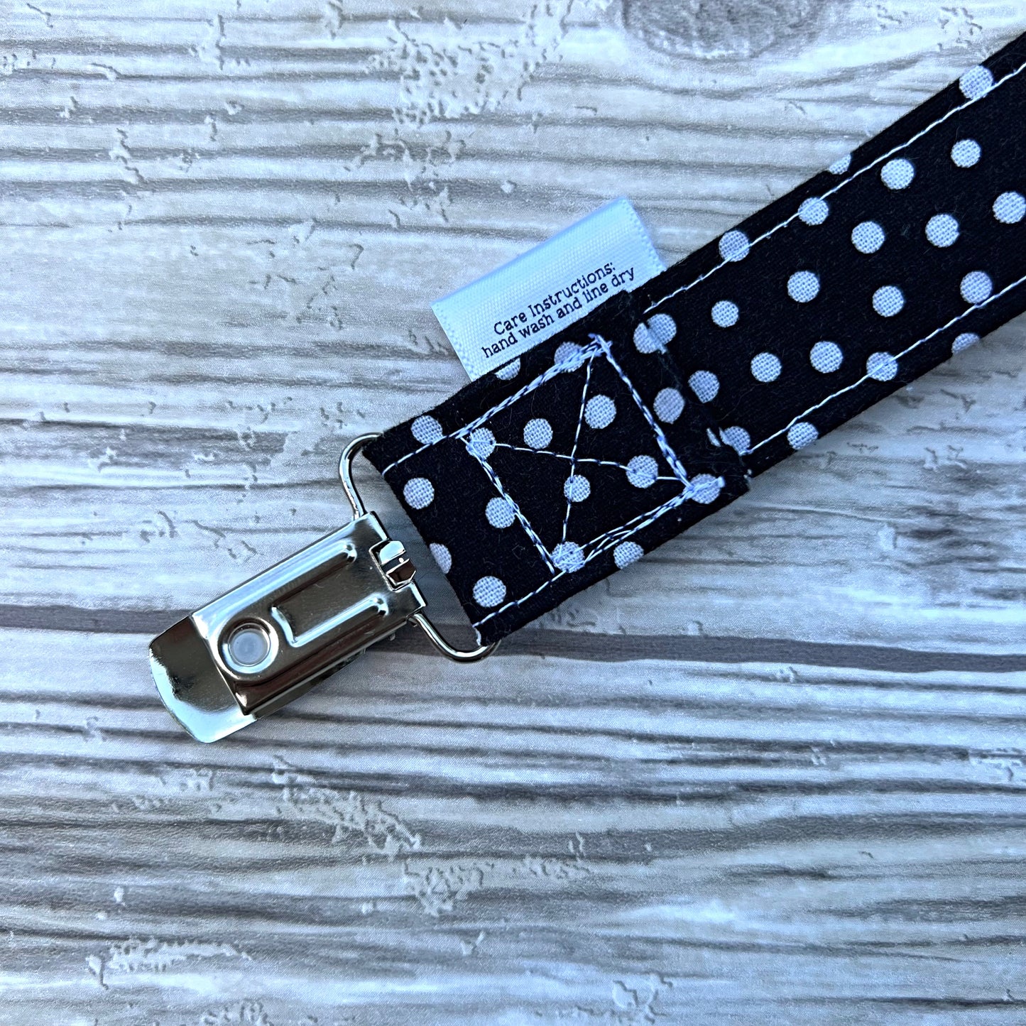 Black Dots Pacifier Clip