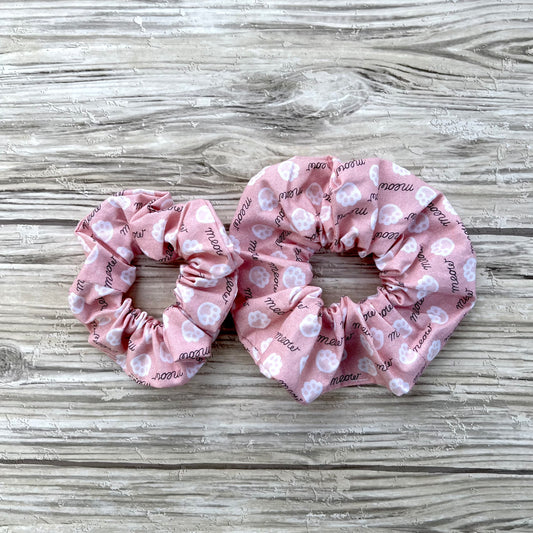 Pink Cat's Meow Cotton Scrunchie