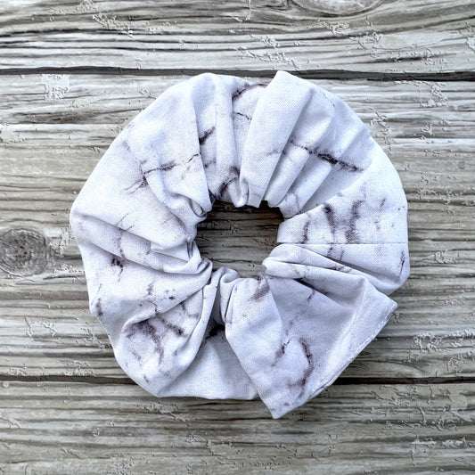 White Marble Cotton Scrunchie