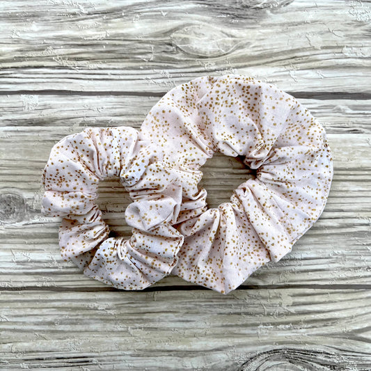 Gold Dots on Cream Cotton Scrunchie