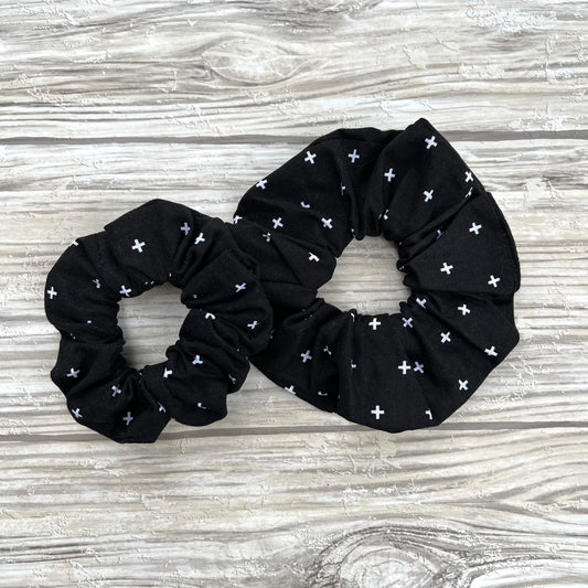 Black Plus Sign Cotton Scrunchie