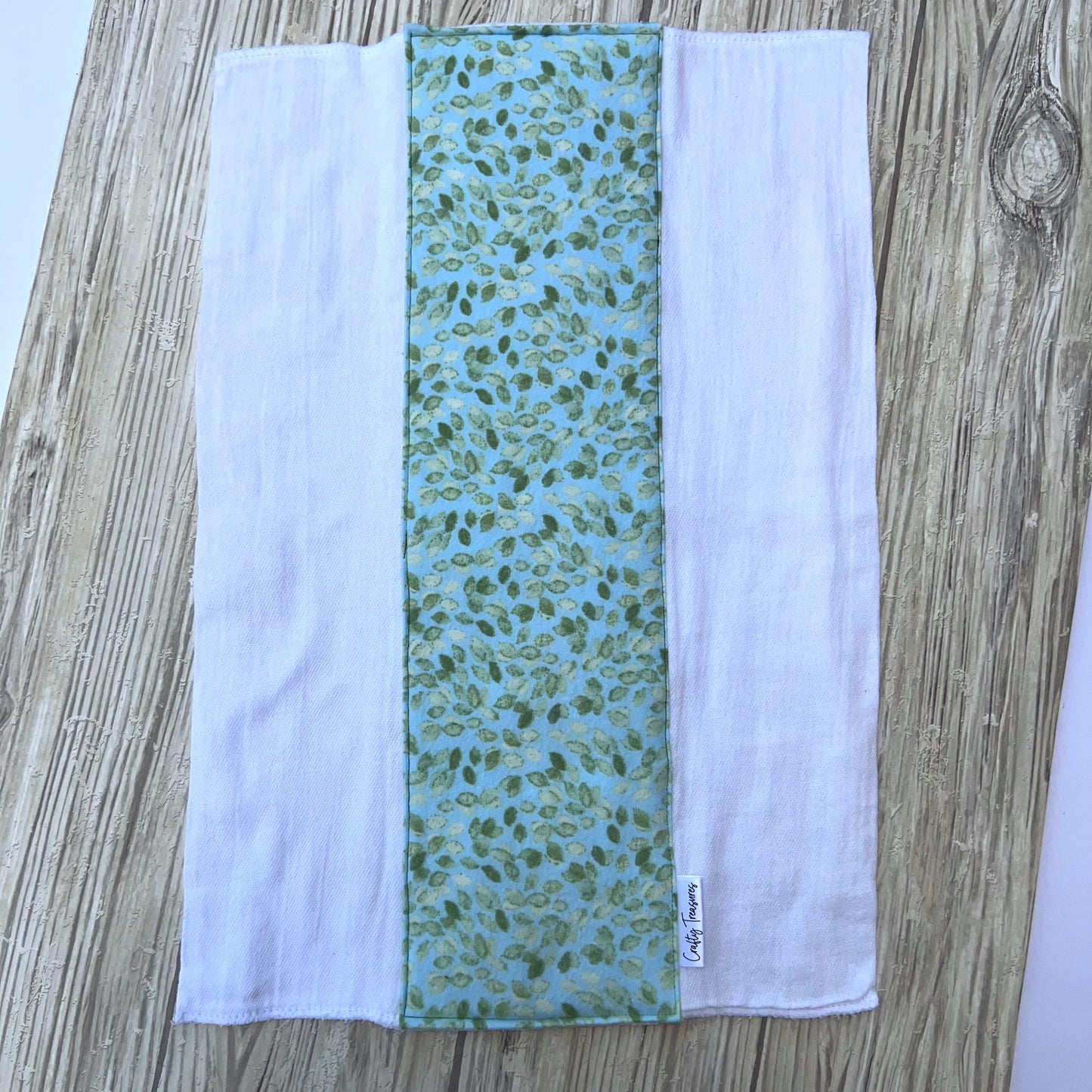 Green Hearts Single Burp Cloth