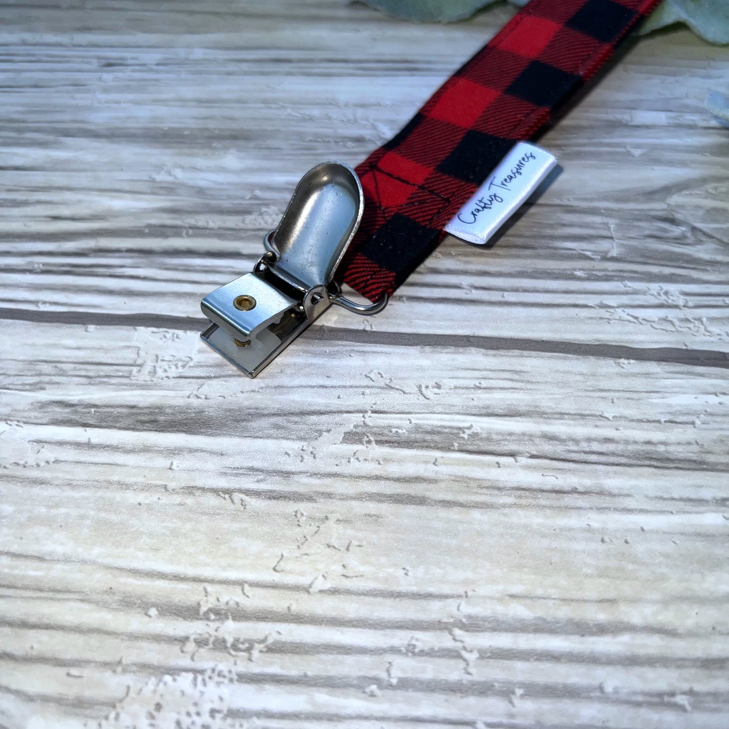 Black & Red Buffalo Check Pacifier Clip